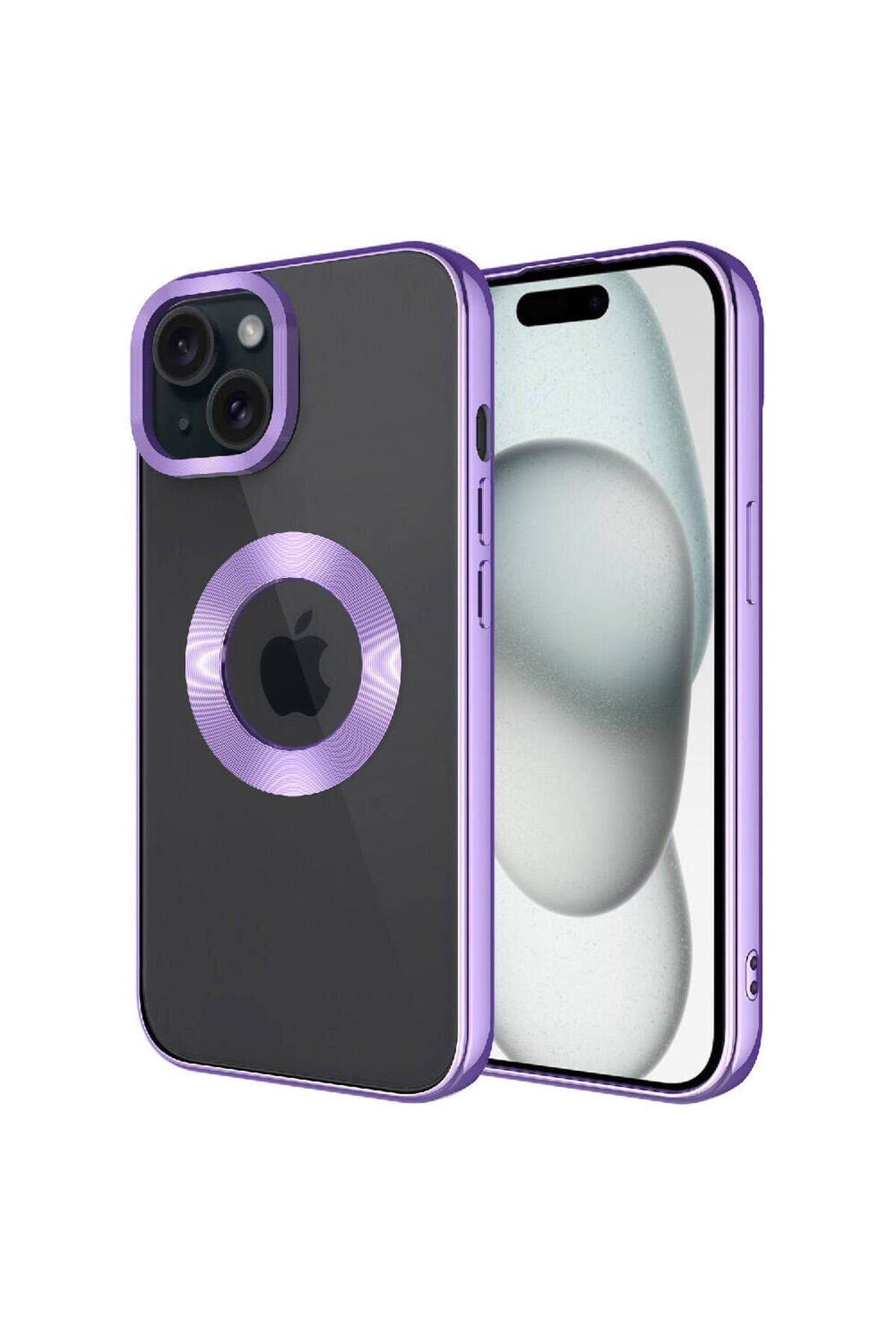 iPhone 15 Uyumlu Kamera Korumalı Logo Gösteren Zore Omega Kılıf-Lila