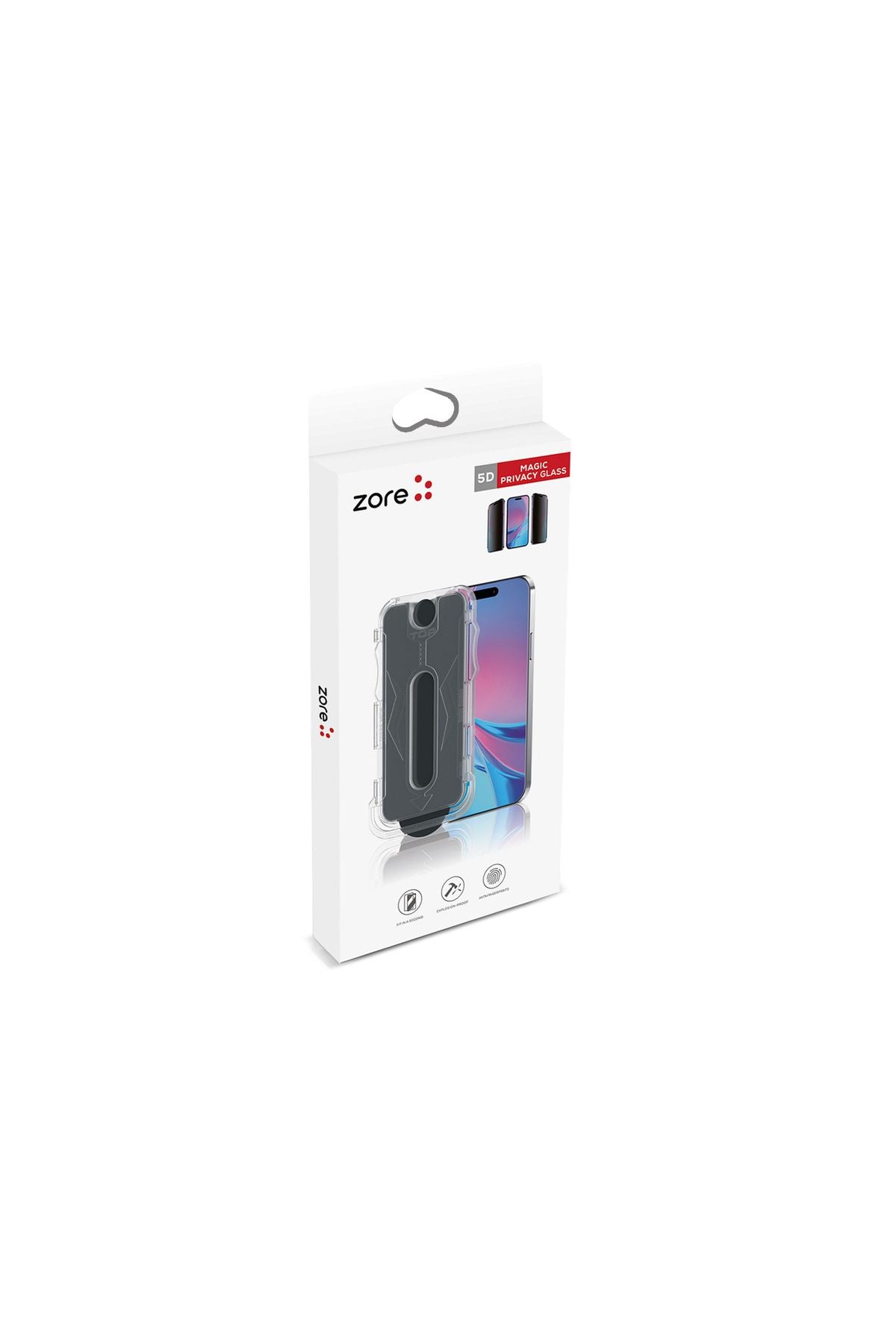iPhone X Zore Kolay Uygulama Aparatlı 5D Magic Privacy Glass Hayalet Cam Ekran Koruyucu