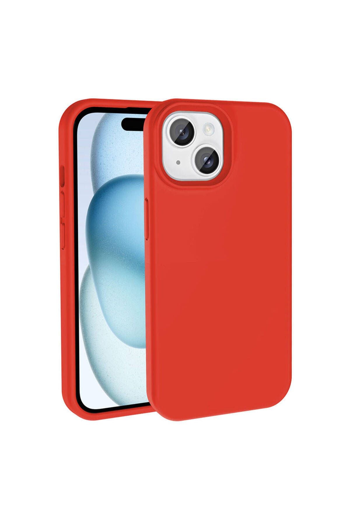 iPhone 15 Kılıf Magsafe Şarj Özellikli Sıvı Teknolojili Silinebilir Sert Zore Kivi Kapak - Kırmızı