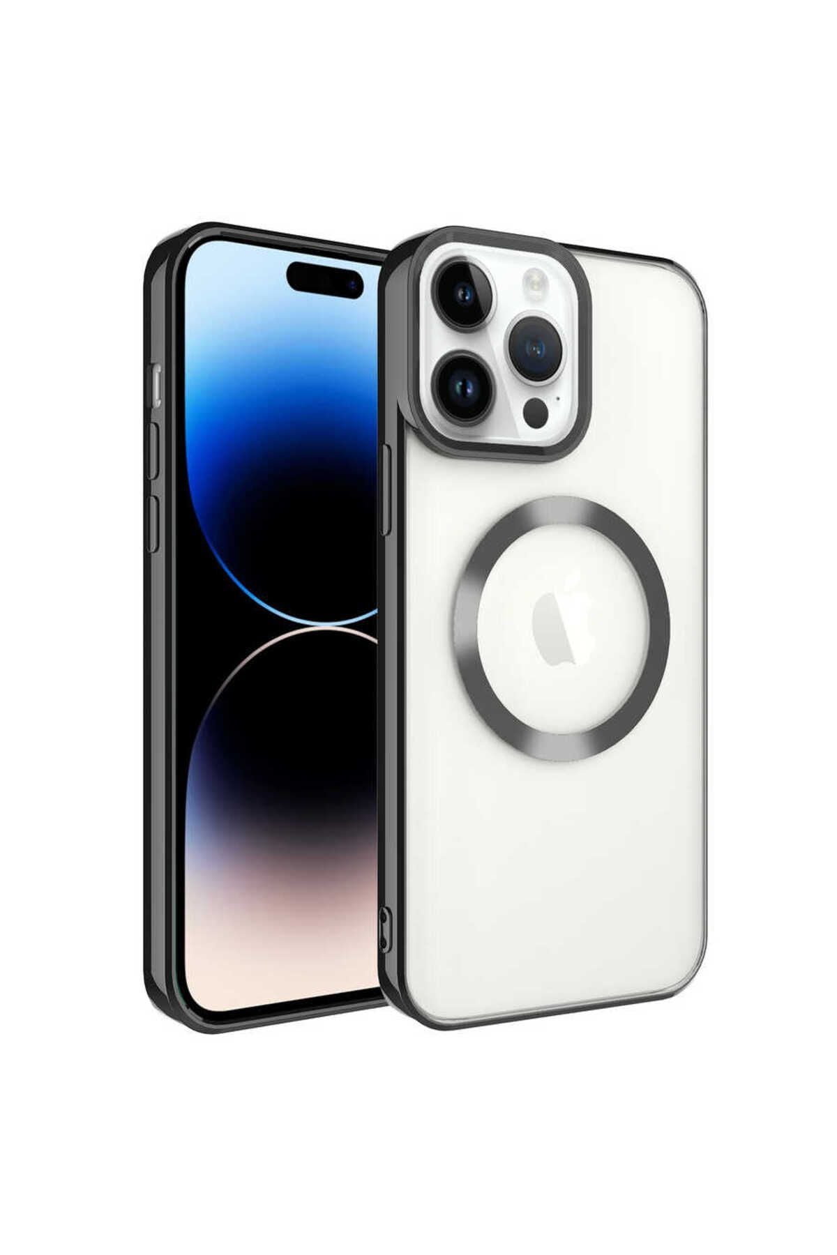 iPhone 14 Pro Uyumlu Magsafe Wireless Şarj Özellikli Zore Setro Silikon-Siyah