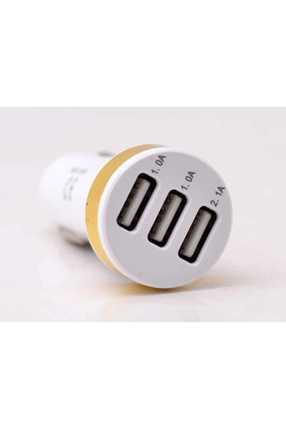 Beyaz 3 Usb li 2 in 1 Micro Araç Şarj Seti 3000 Mah Zore-NOİR