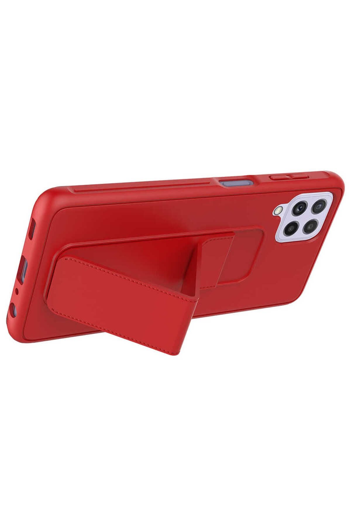 Galaxy A22 4G Kılıf SVL Qstand Kapak - Kırmızı