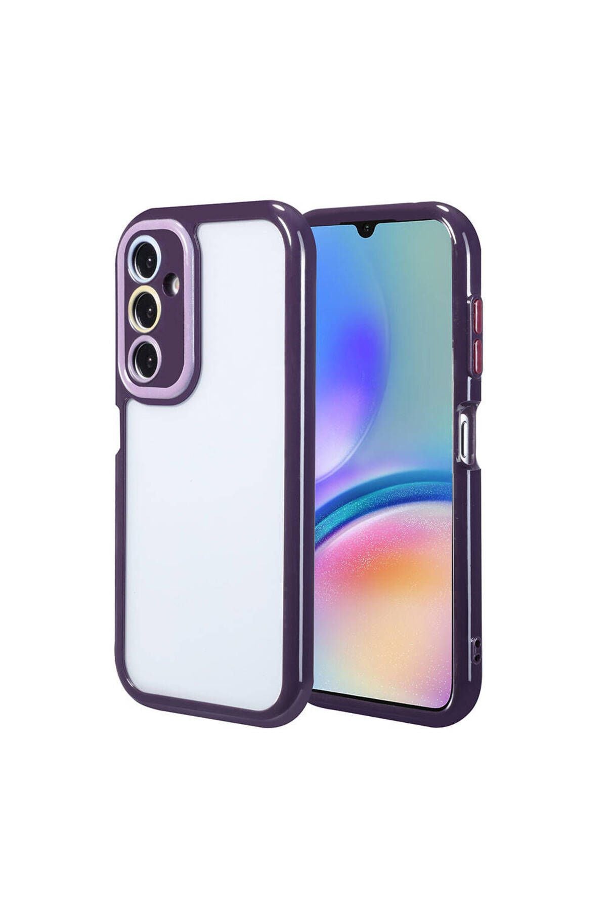 Galaxy A05S Kılıf Kamera Korumalı Renkli Kenar ve Çerçeve Tasarımlı Zore Vitamin Kapak-Derin Mor