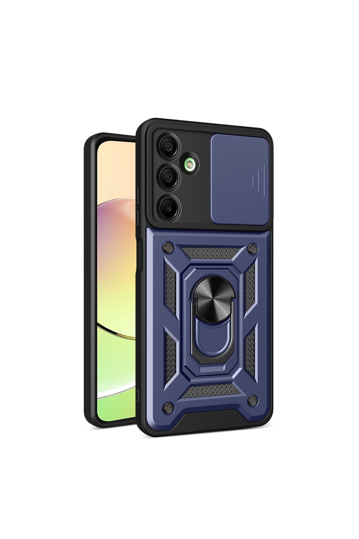 Galaxy A16 Uyumlu Magnetik Standlı Kamera Korumalı Zore Sürgülü Vega Kapak-Siyah