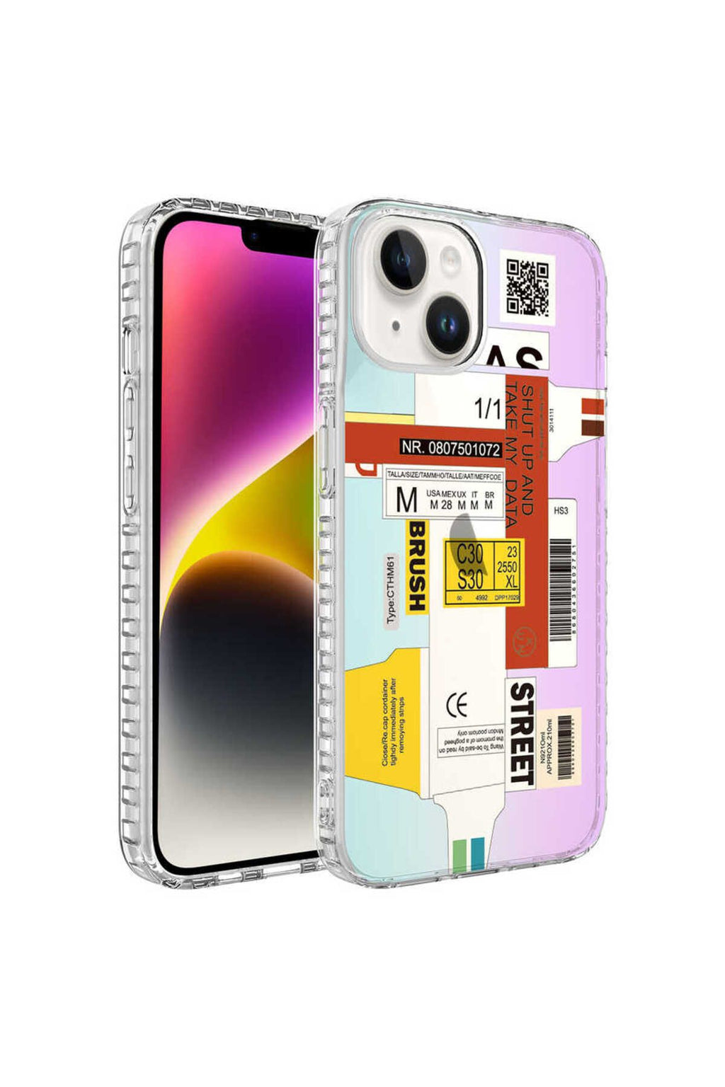 iPhone 14 Uyumlu AiHTTg Kenarlı Renkli Desenli Silikon Zore Elegans Kılıf-NO3