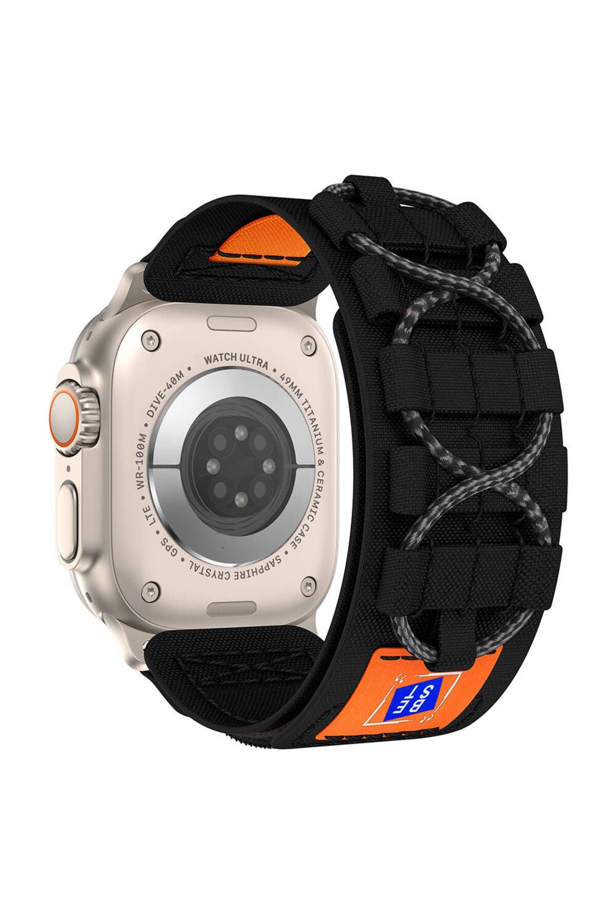 Watch Ultra 49mm Uyumlu CLO- KRD-99 Hasır Kordon-Turuncu