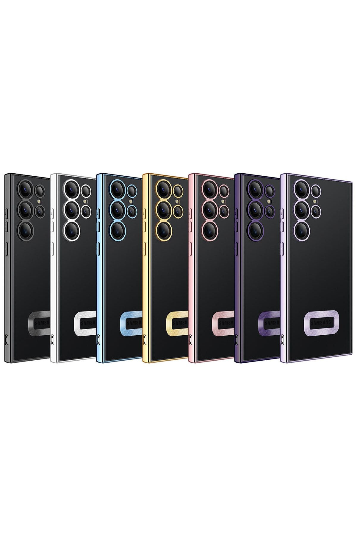 Galaxy S23 Ultra Uyumlu Kamera Korumalı Logo Gösteren Zore Omega Kılıf-Siyah