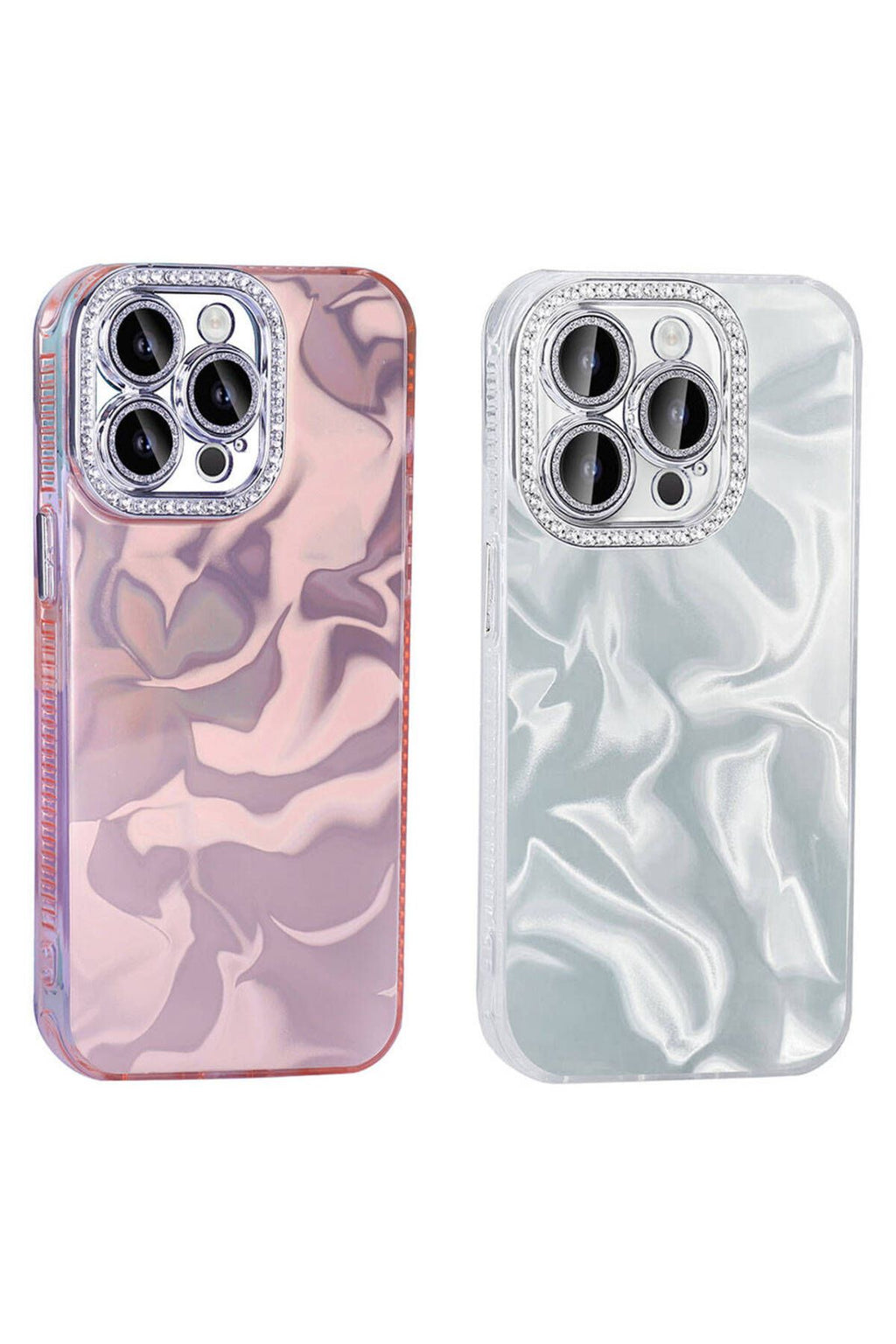 iPhone 15 Pro Kılıf Airbagli Parlak Taş Detay Tasarımlı Zore Esila Kapak - Pembe