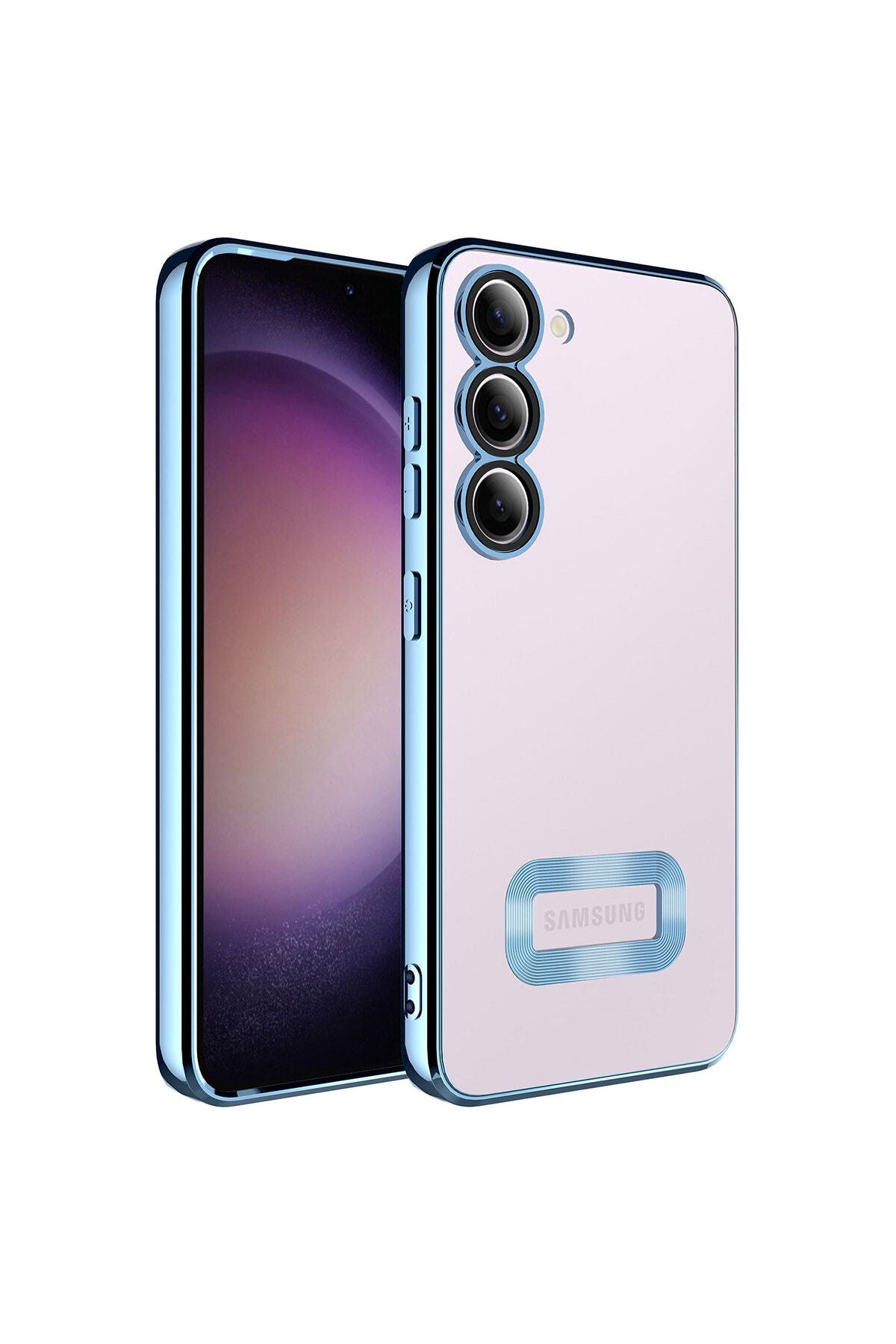 Galaxy S23 Uyumlu Kamera Korumalı Logo Gösteren Zore Omega Kılıf-Sierra Mavi