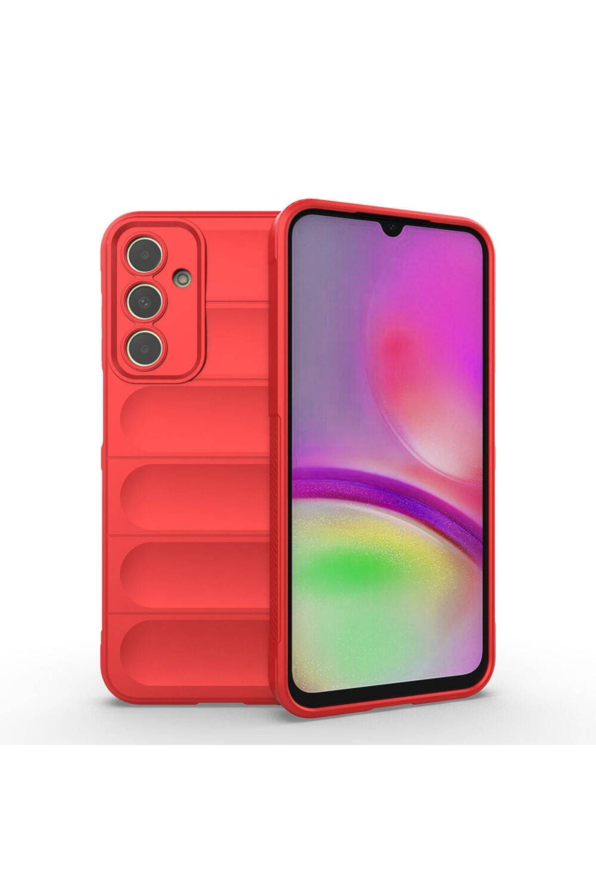 Galaxy A25 Kılıf Esnek TPU Oyuklu Arka Yüzey Tasarımlı Zore Etnik Silikon Kapak - Kırmızı