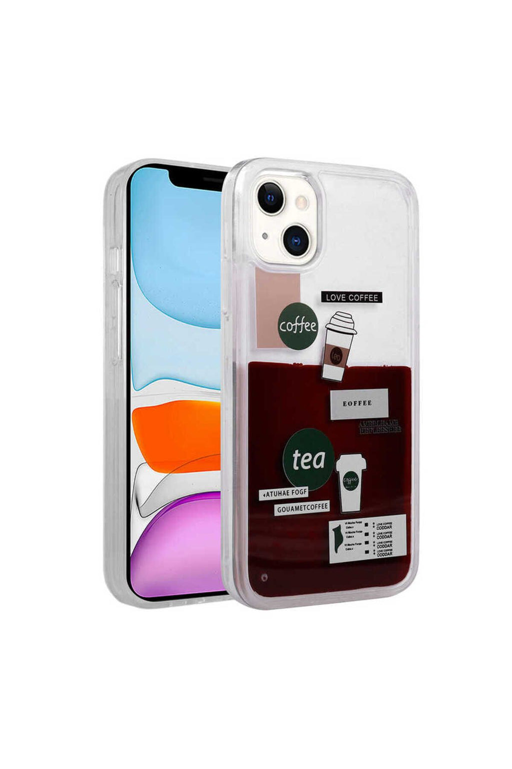 iPhone 14 Uyumlu Desenli Sıvılı CSM Zore Drink Silikon Kılıf-NO2