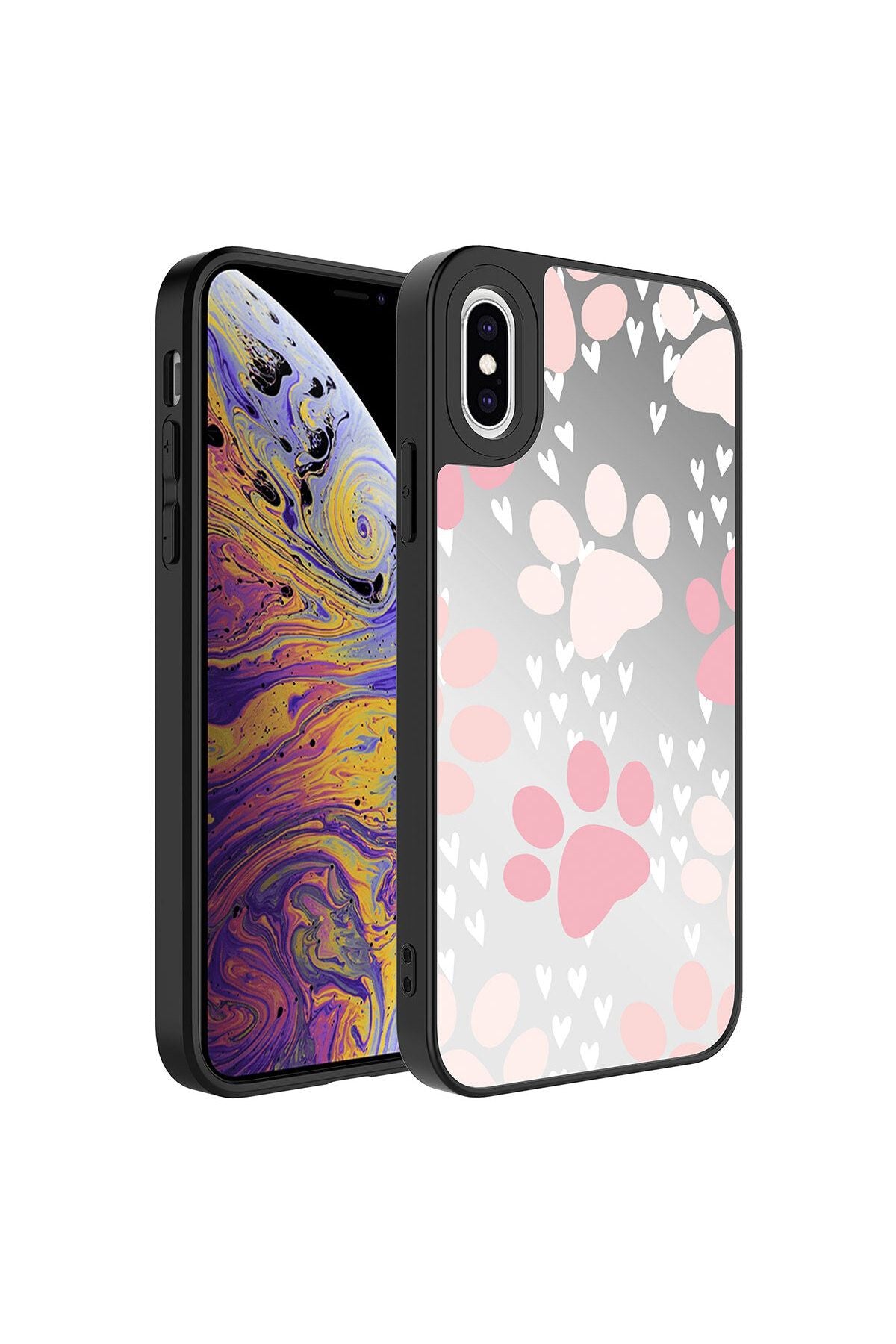 iPhone XS 5.8 Kılıf Aynalı Desenli Kamera Korumalı Parlak Zore Mirror Kapak - Yazı