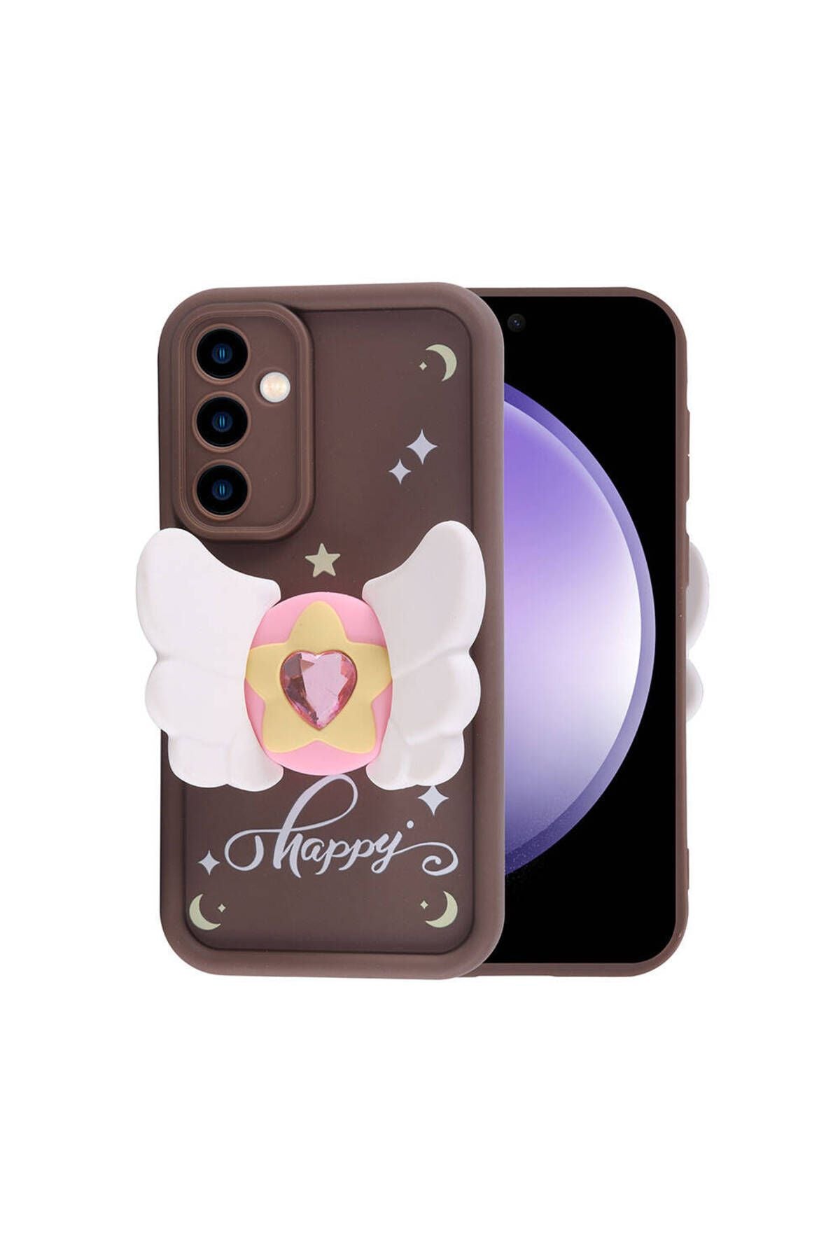 Galaxy S23 FE Kılıf Kamera Korumalı Figür Tasarımlı Zore Kapya Kapak-Pembe Koyu