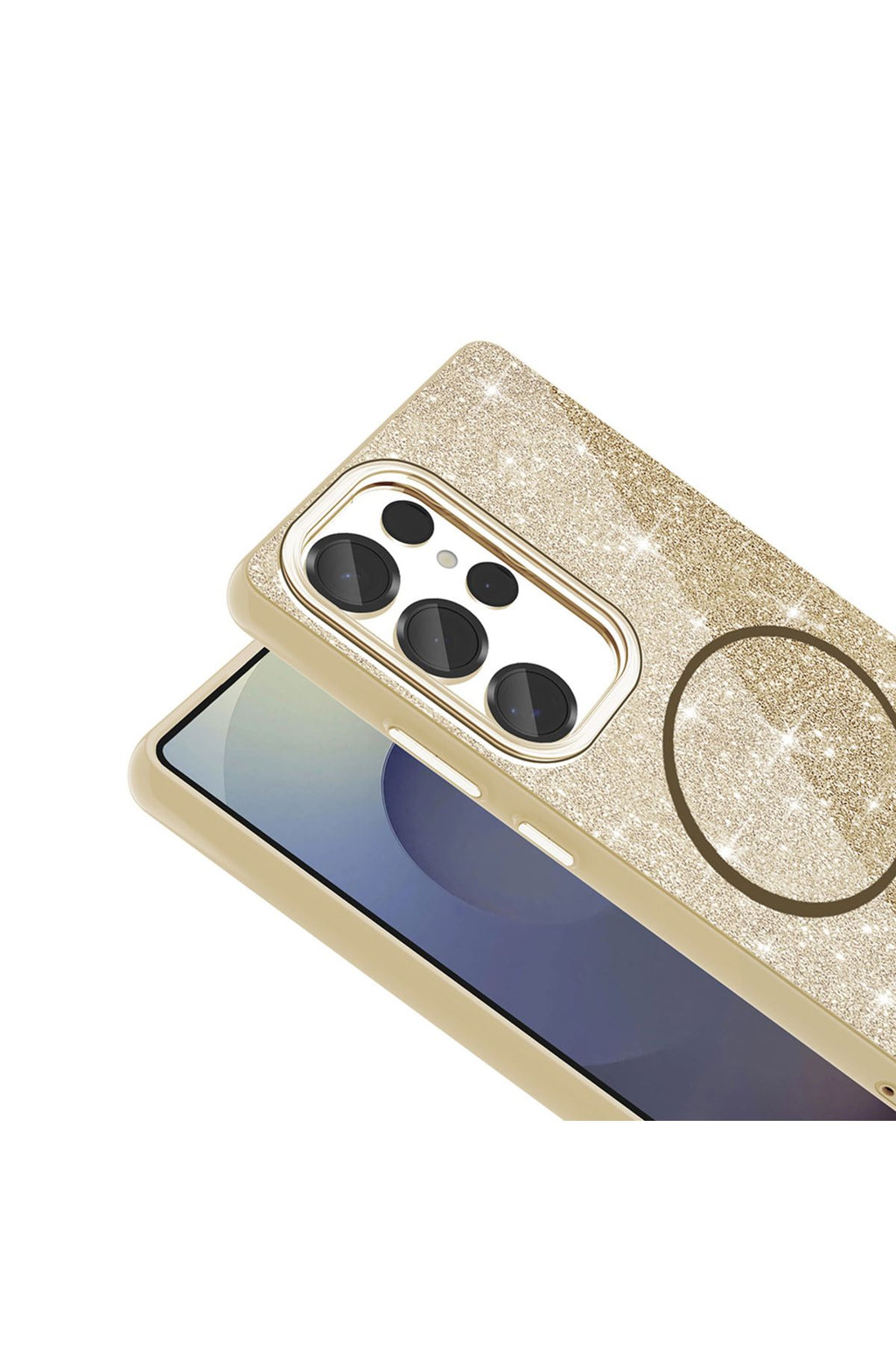 Galaxy S25 Ultra Kılıf Magsafe Şarj Özellikli Parlayan Simli Zore Okso Kapak - Derin Mor