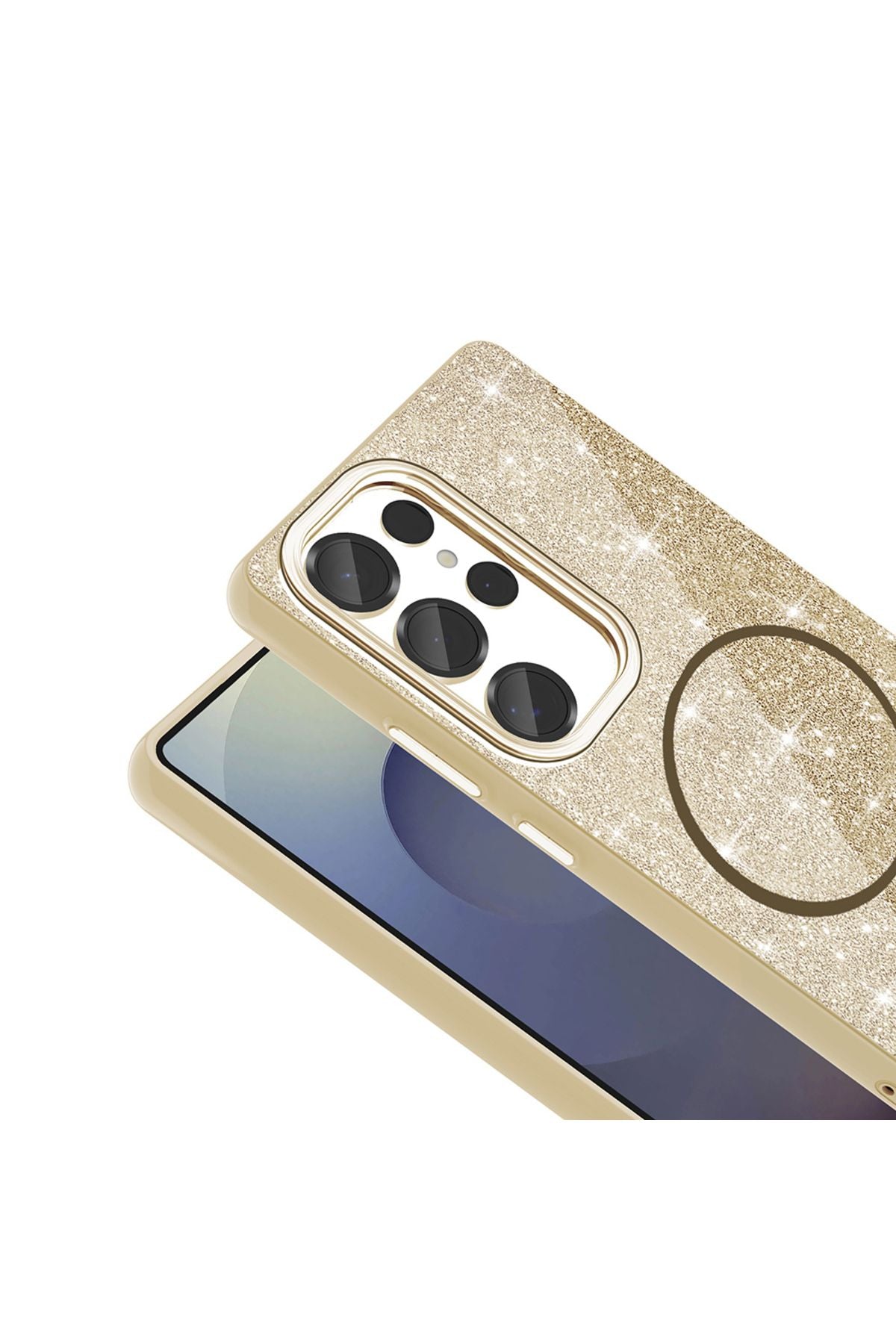 Galaxy S25 Ultra Kılıf Magsafe Şarj Özellikli Parlayan Simli Zore Okso Kapak - Derin Mor