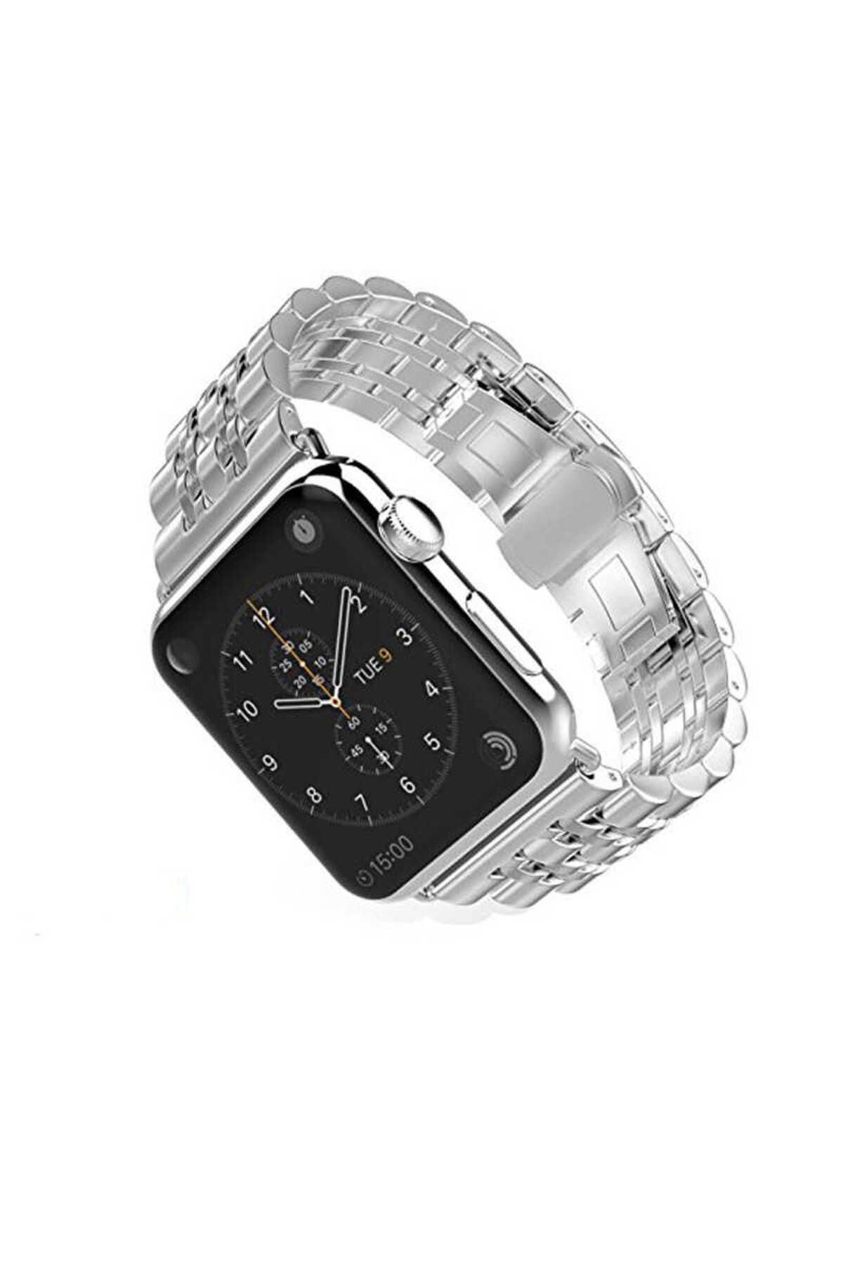 Watch Ultra 49mm Kordon Uyumlu KRD-14 Metal Strap Kayış CLO- Gümüş