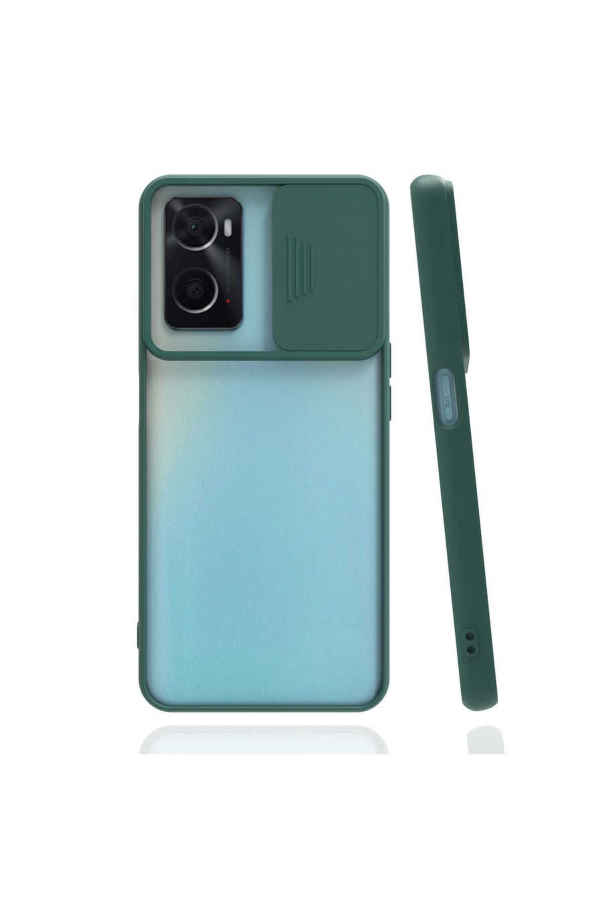 A96 4G Kılıf Zore Lensi Kapak - Koyu Yeşil