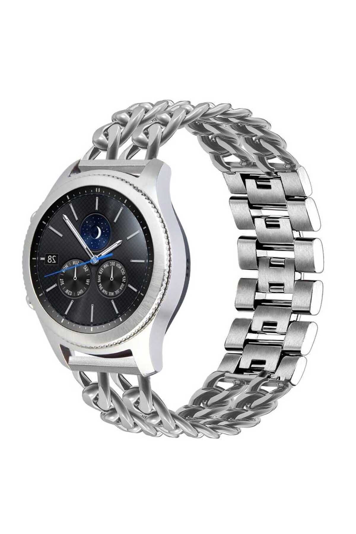 Galaxy Watch 46mm (22mm) Uyumlu KRD-17 Metal Zore Kordon-Gümüş