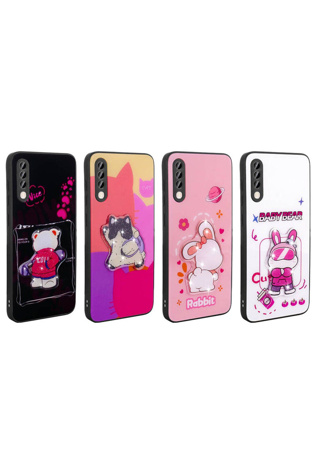 Galaxy A50 Kılıf Parlayan Kabartmalı İkonik Figürlü Zore Amas Silikon Kapak - Pembe