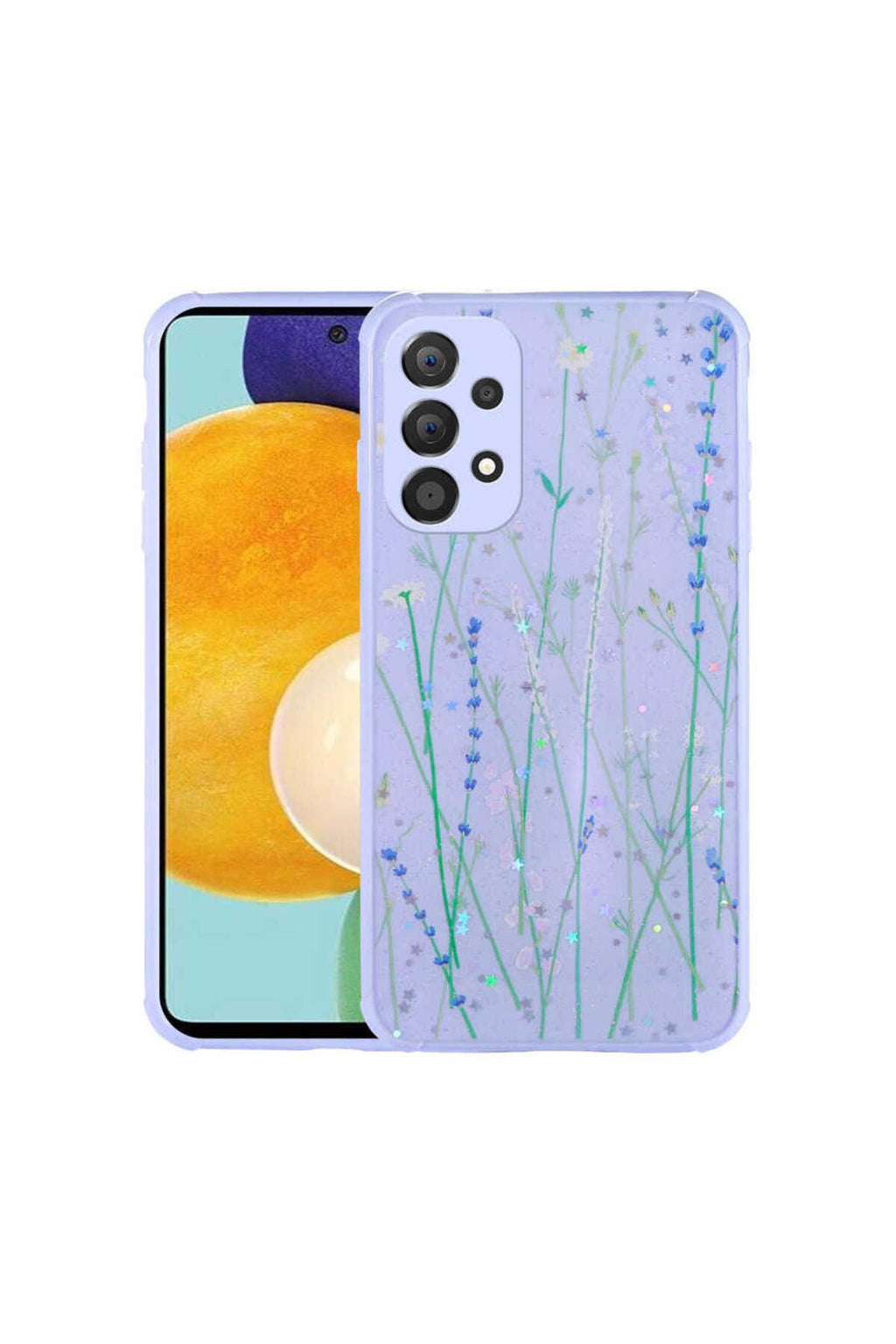 Galaxy A52 Kılıf Uyumlu Simli Desenli Kamera Korumalı Parlak RNTC Popy Kapak - Dallar