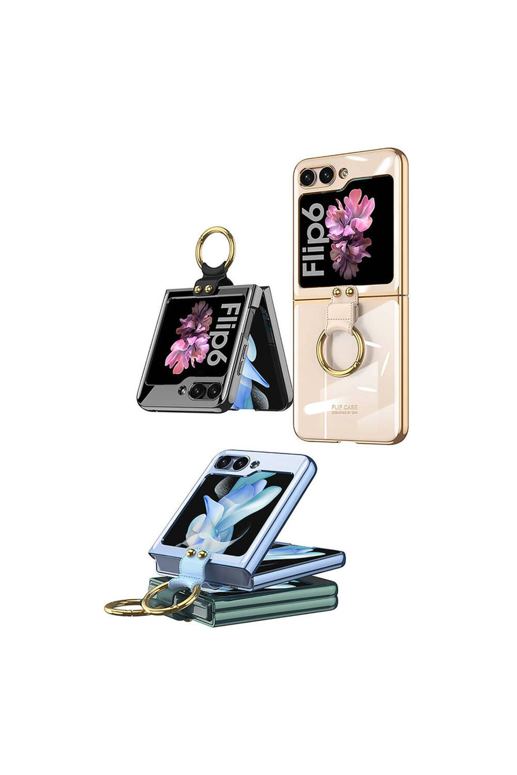 Galaxy Z Flip 6 Kılıf Zore Yüzüklü Kıpta Kapak-Şeffaf