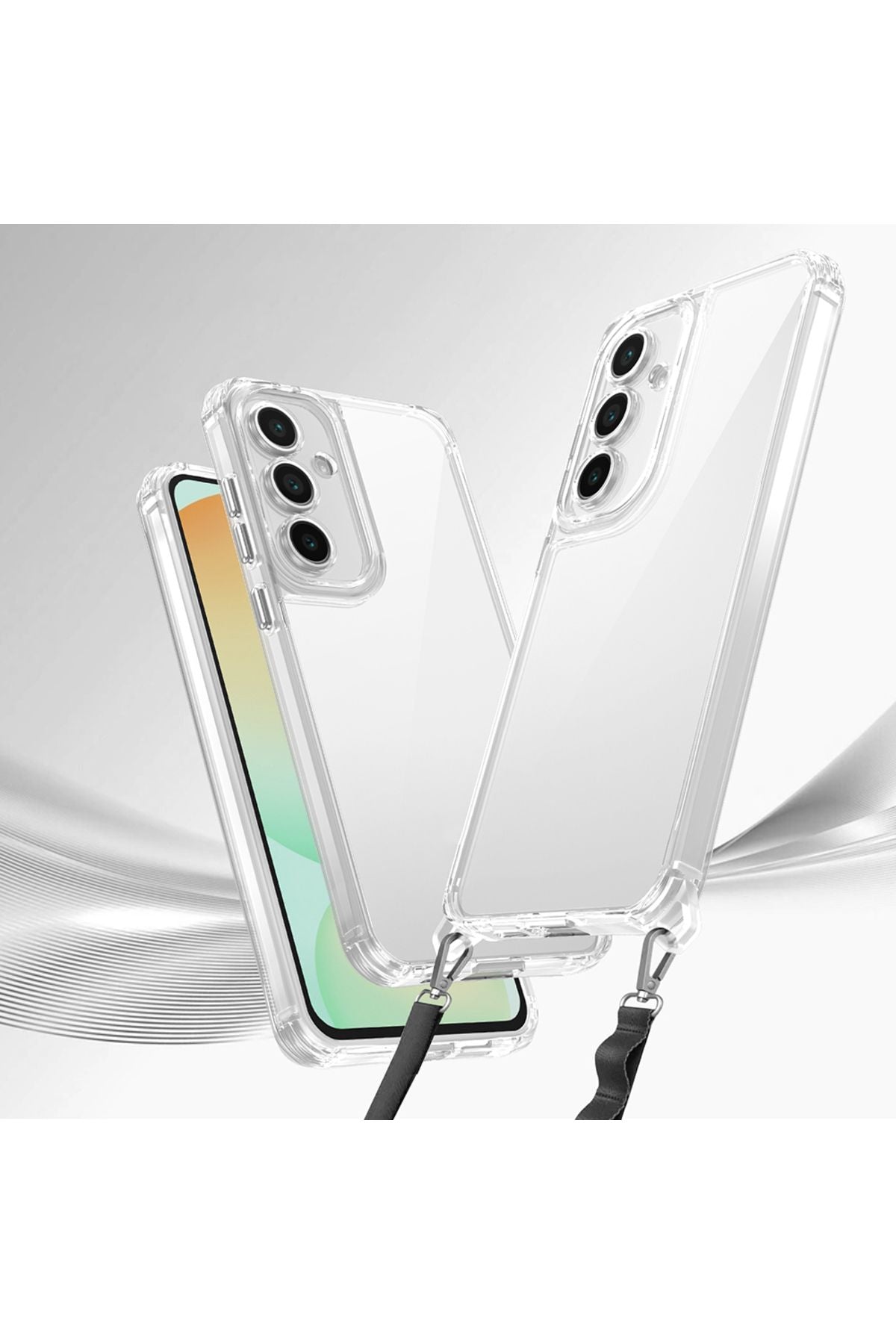 Galaxy S23 FE Kılıf Airbagli Takılabilir Askı Aparatlı Zore Snap Silikon Kapak - Şeffaf