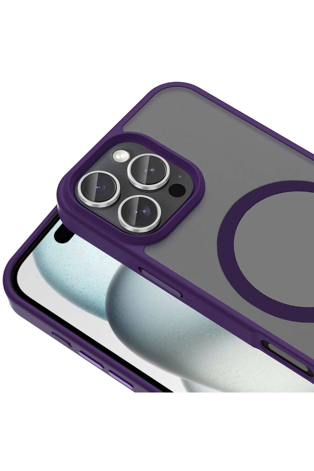 iPhone 16 Pro Max Kılıf Magsafe Şarj Özellikli Mat Arka Yüzey Zore Sio Kapak - Lila