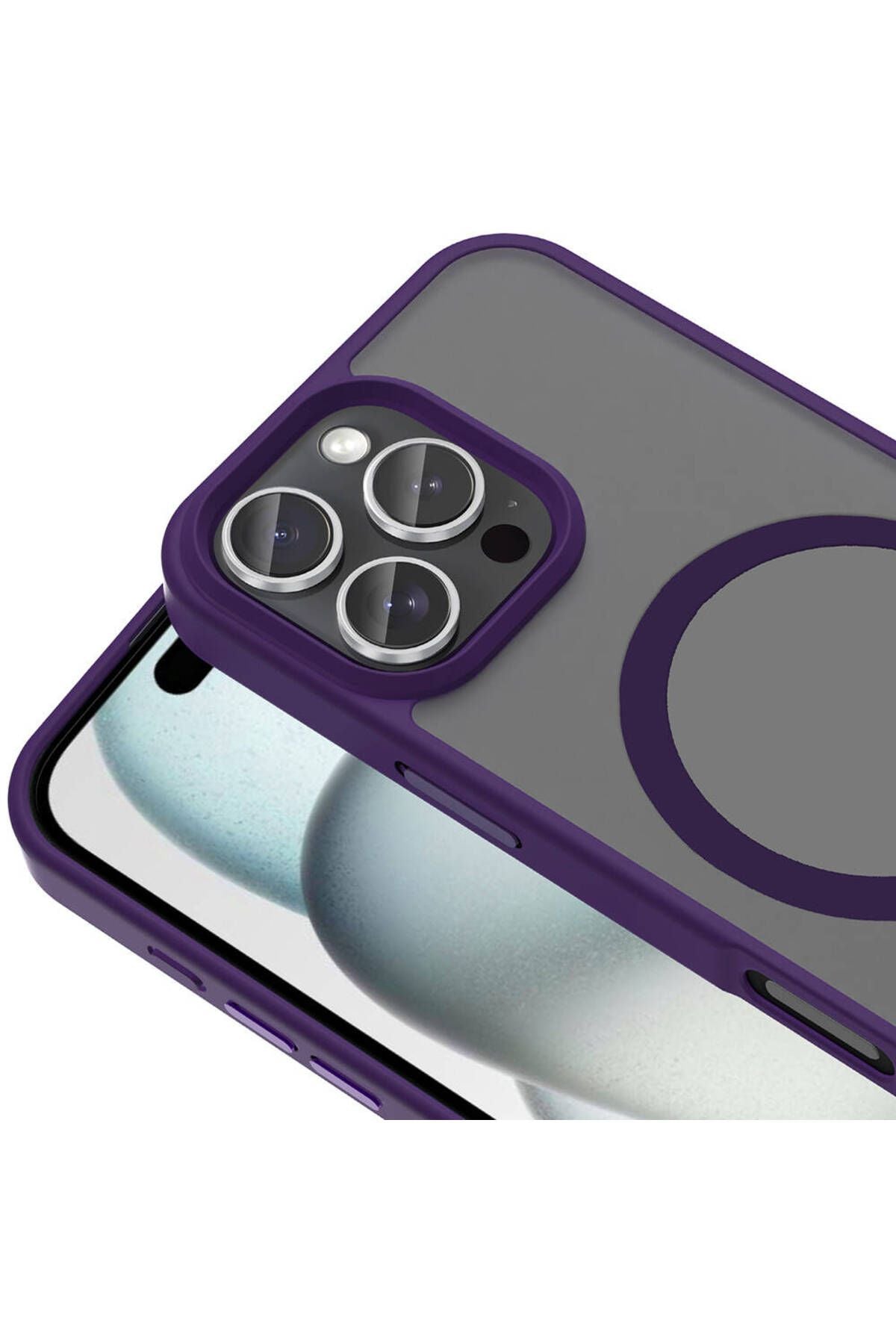 iPhone 16 Pro Max Kılıf Magsafe Şarj Özellikli Mat Arka Yüzey Zore Sio Kapak - Lila