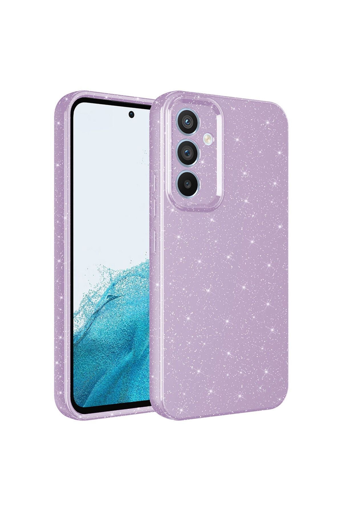 Galaxy A54 Kılıf Kamera Korumalı Simli Lüks Zore Koton Kapak - Gri