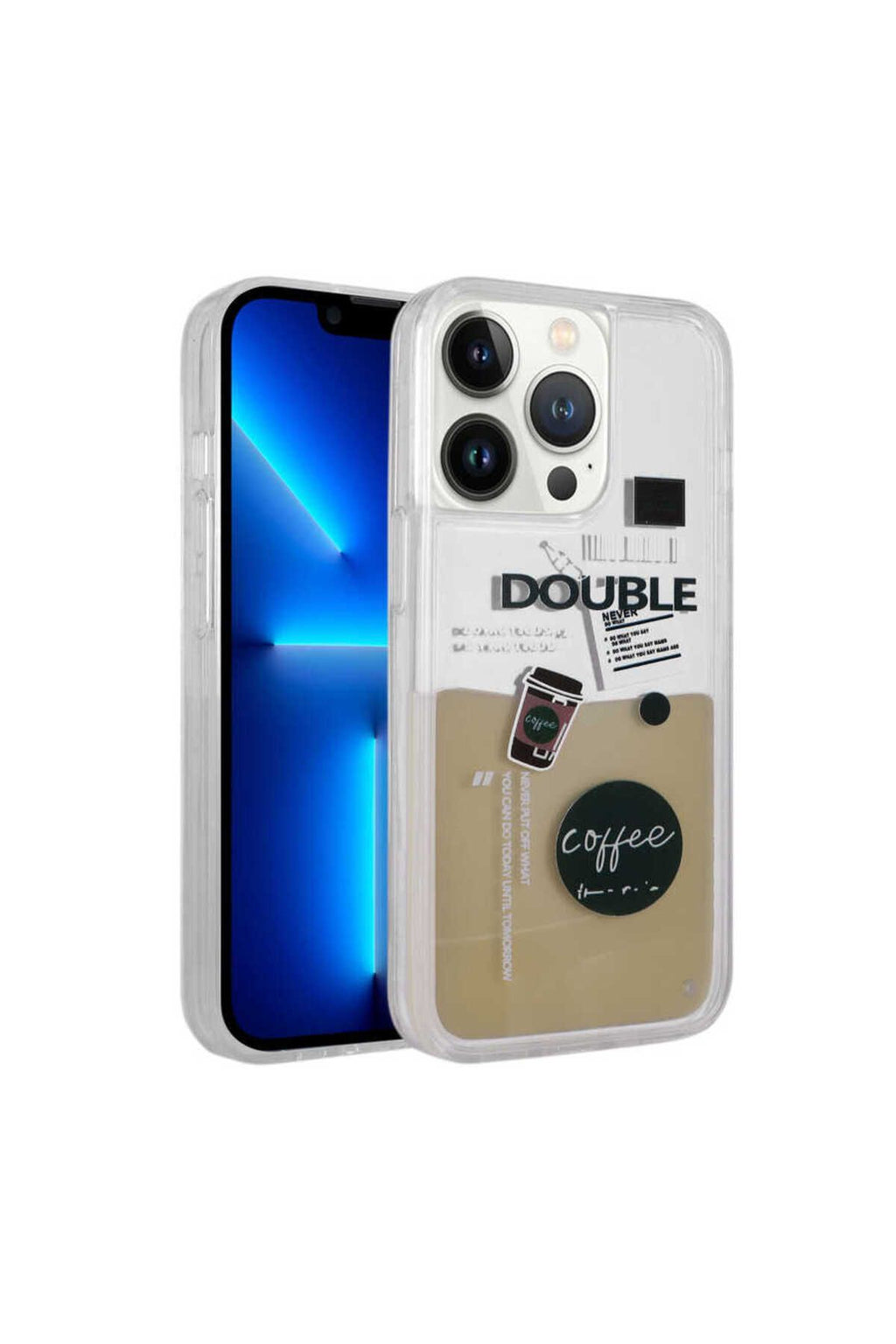 iPhone 14 Pro Uyumlu Desenli Sıvılı CSK Zore Drink Silikon Kılıf-NO3