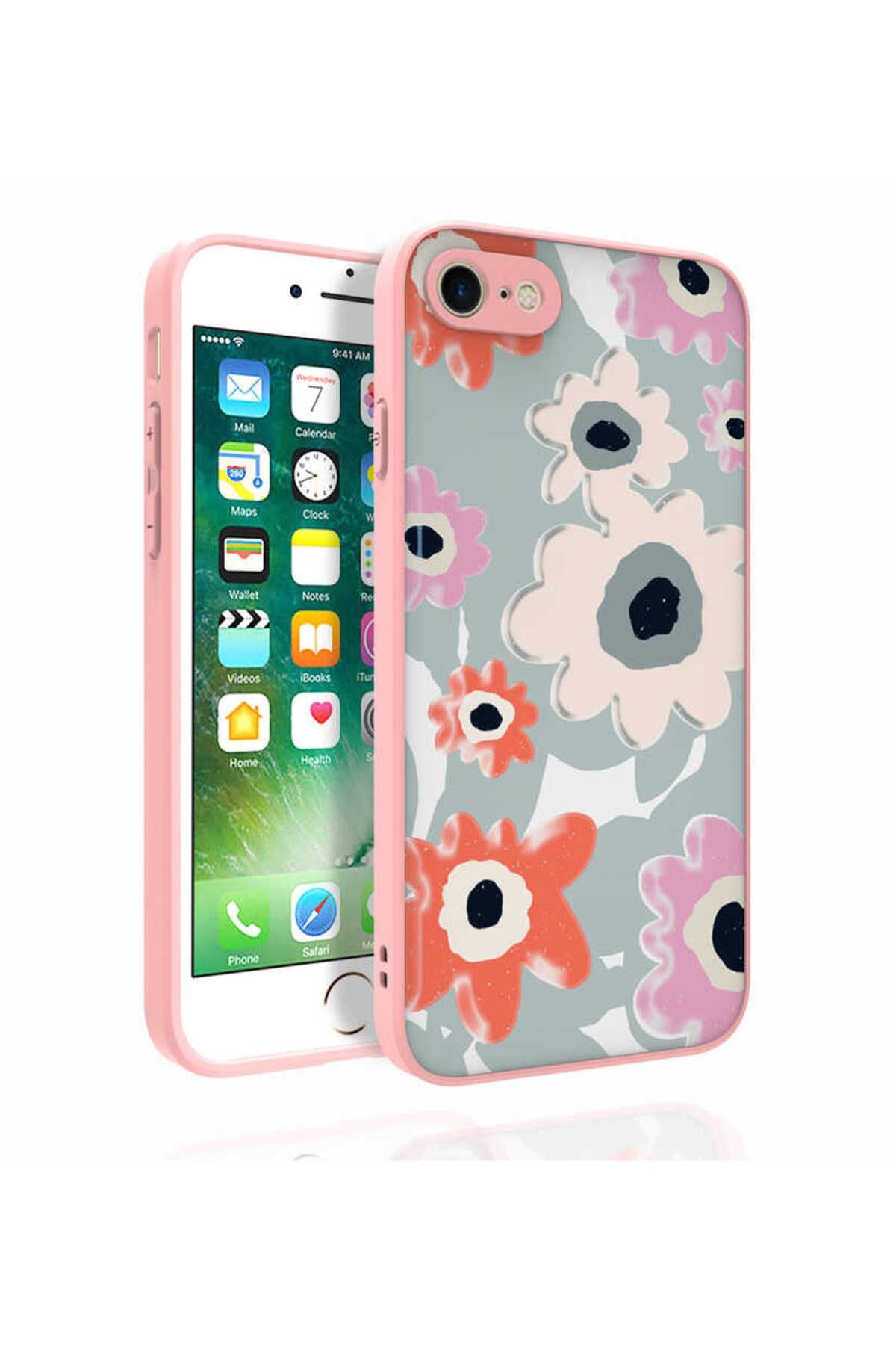 iPhone 8 Kılıf Desenli Kamera Korumalı Parlak Zore Nora Kapak - NO5