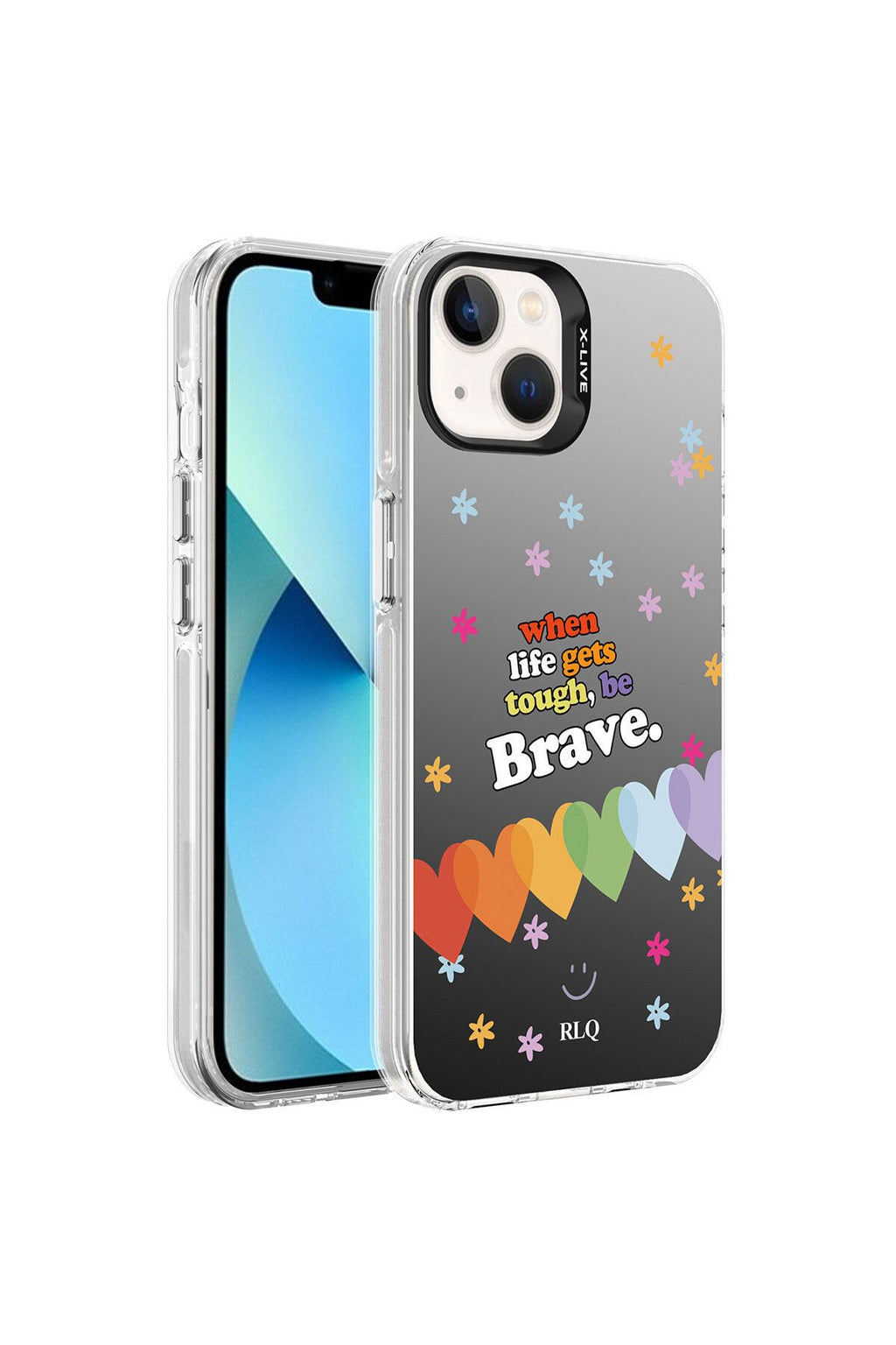 iPhone 14 Uyumlu Desenli Zore Silver Sert Kılıf-Kalp