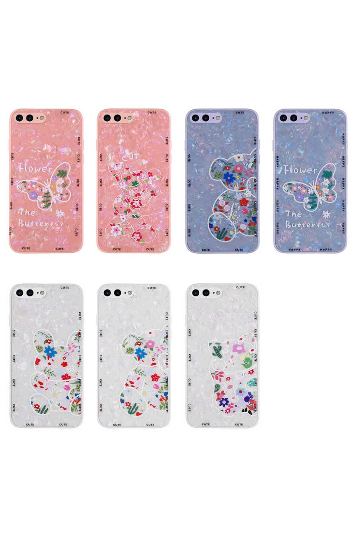 iPhone 8 Plus Kılıf Desenli Sert Silikon TKNR Mumila Kapak - Lilac Bear