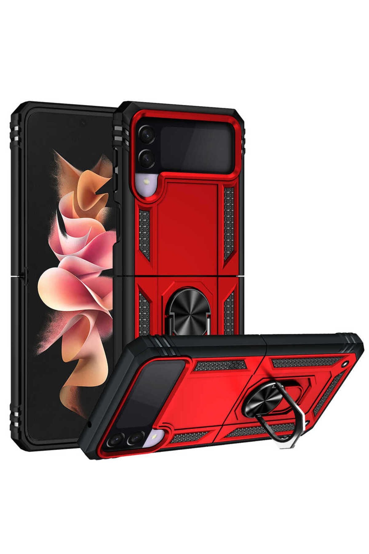 Galaxy Z Flip 3 Kılıf Zore Vega Kapak - Kırmızı