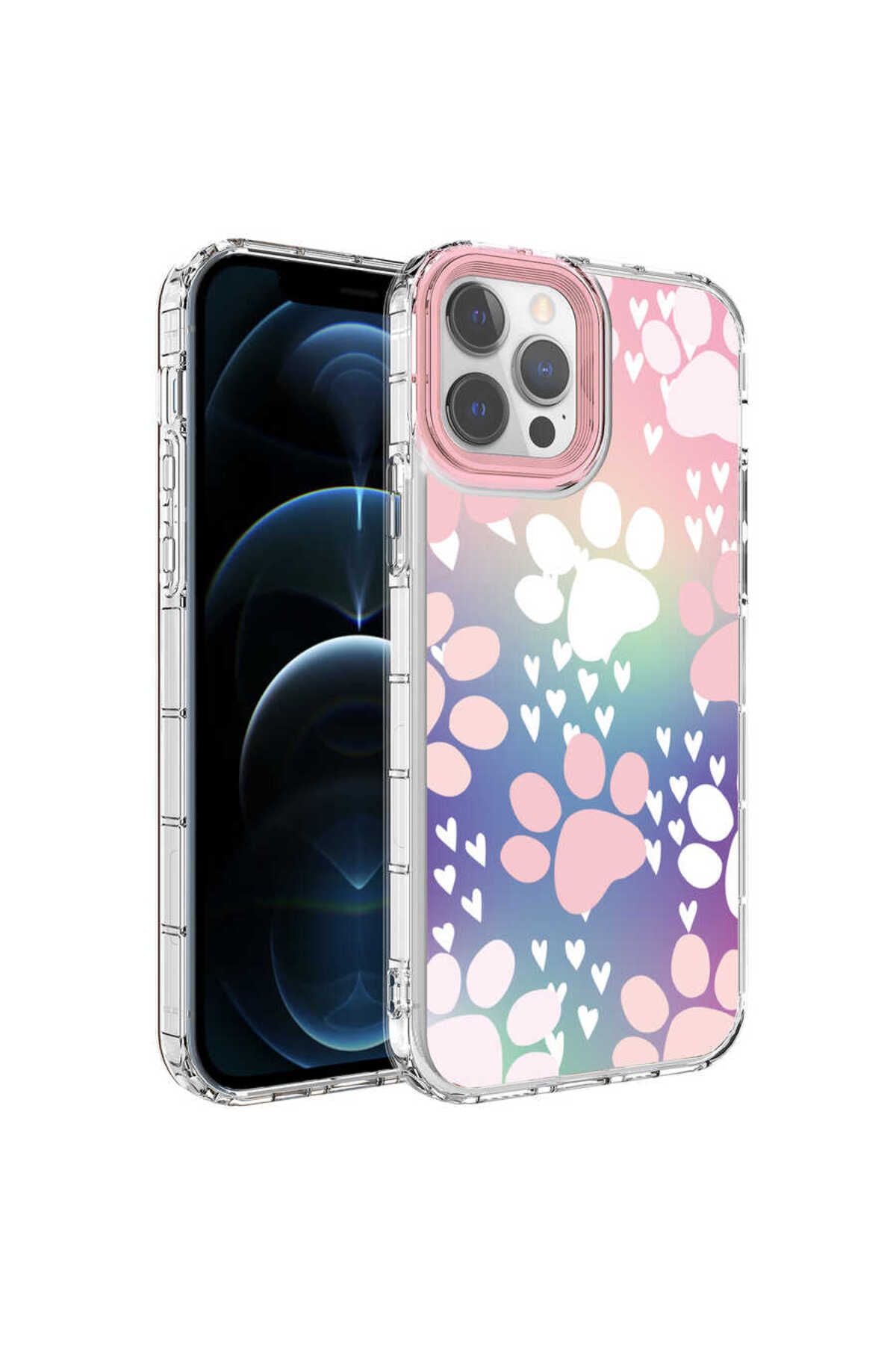 iPhone 14 Pro Uyumlu Kamera Korumalı Renkli Desenli Sert Silikon Korn Kılıf-NO12