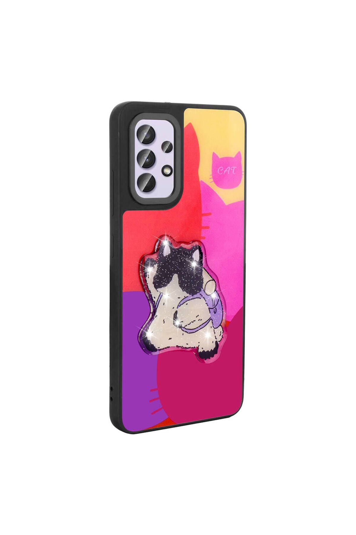 Galaxy A32 4G Kılıf Parlayan Kabartmalı İkonik Figürlü Zore Amas Silikon Kapak - Mor