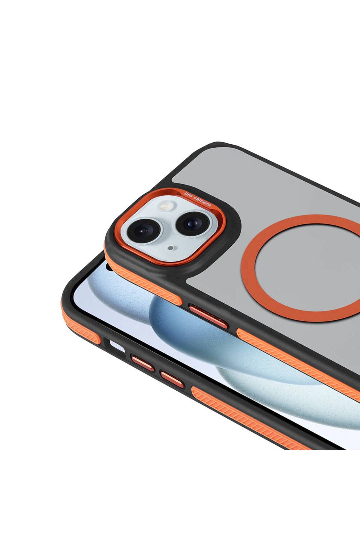 iPhone 15 Kılıf Magsafe Şarj Özellikli Mat Görünümlü Zore Solo Kapak-Turuncu