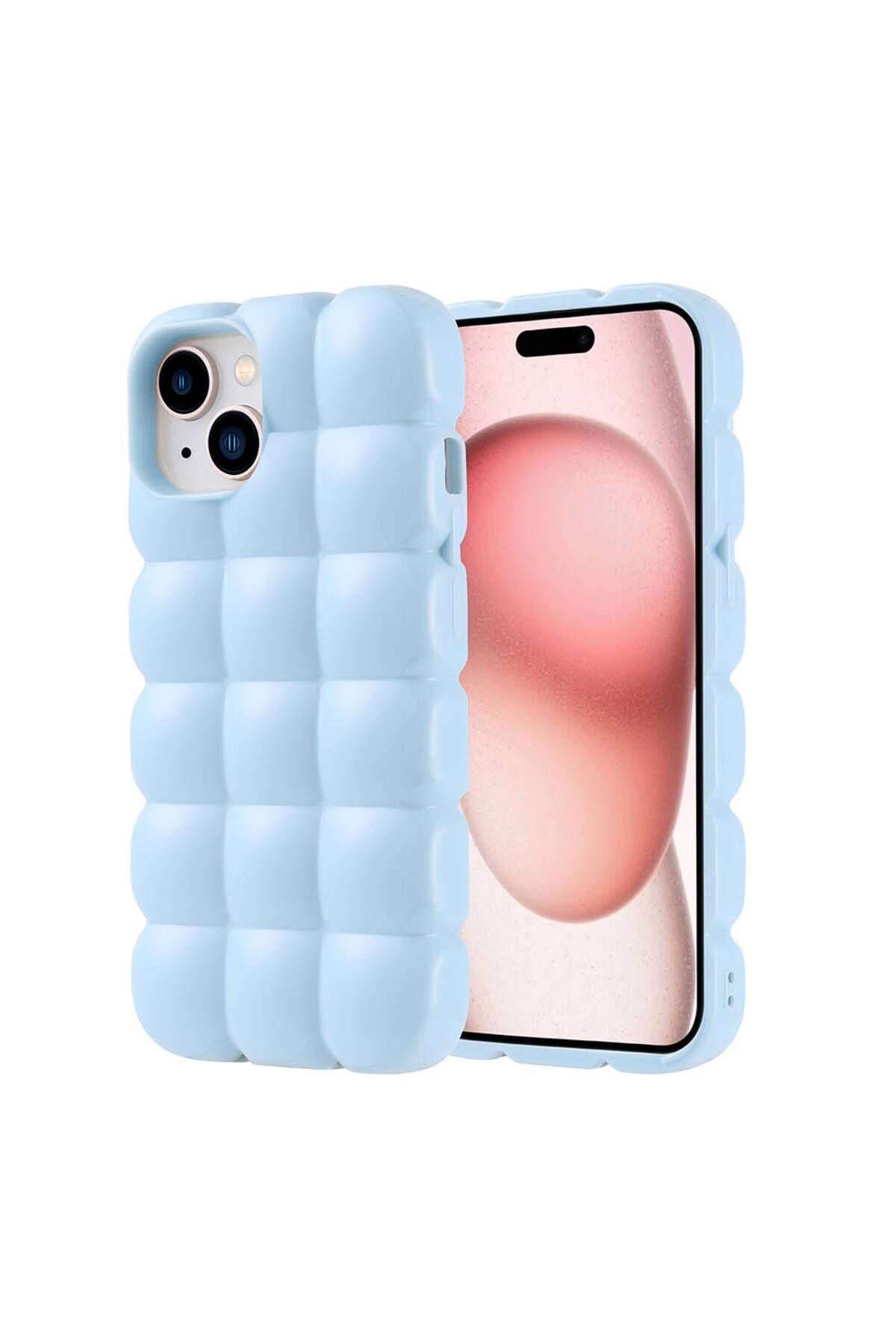 iPhone 15 Kılıf Parlak Esnek Silikon Zore Dom Dom Kapak-Mavi