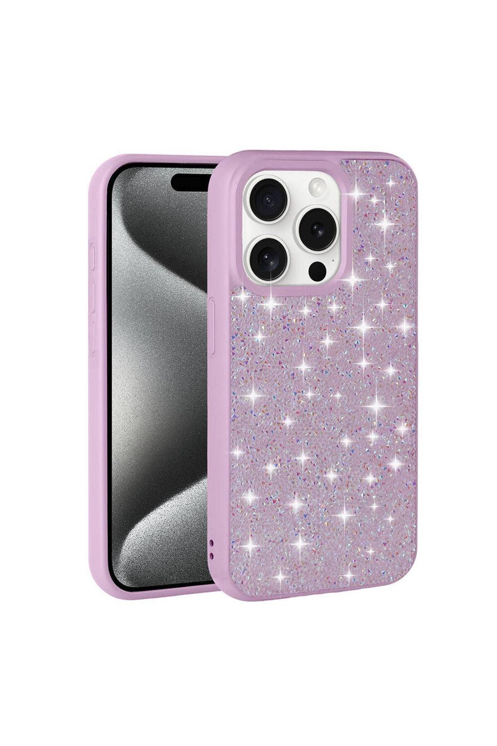 iPhone 15 Pro Uyumlu Parlak Taşlı Tasarım Pırlanta Zore Kılıf-Gri