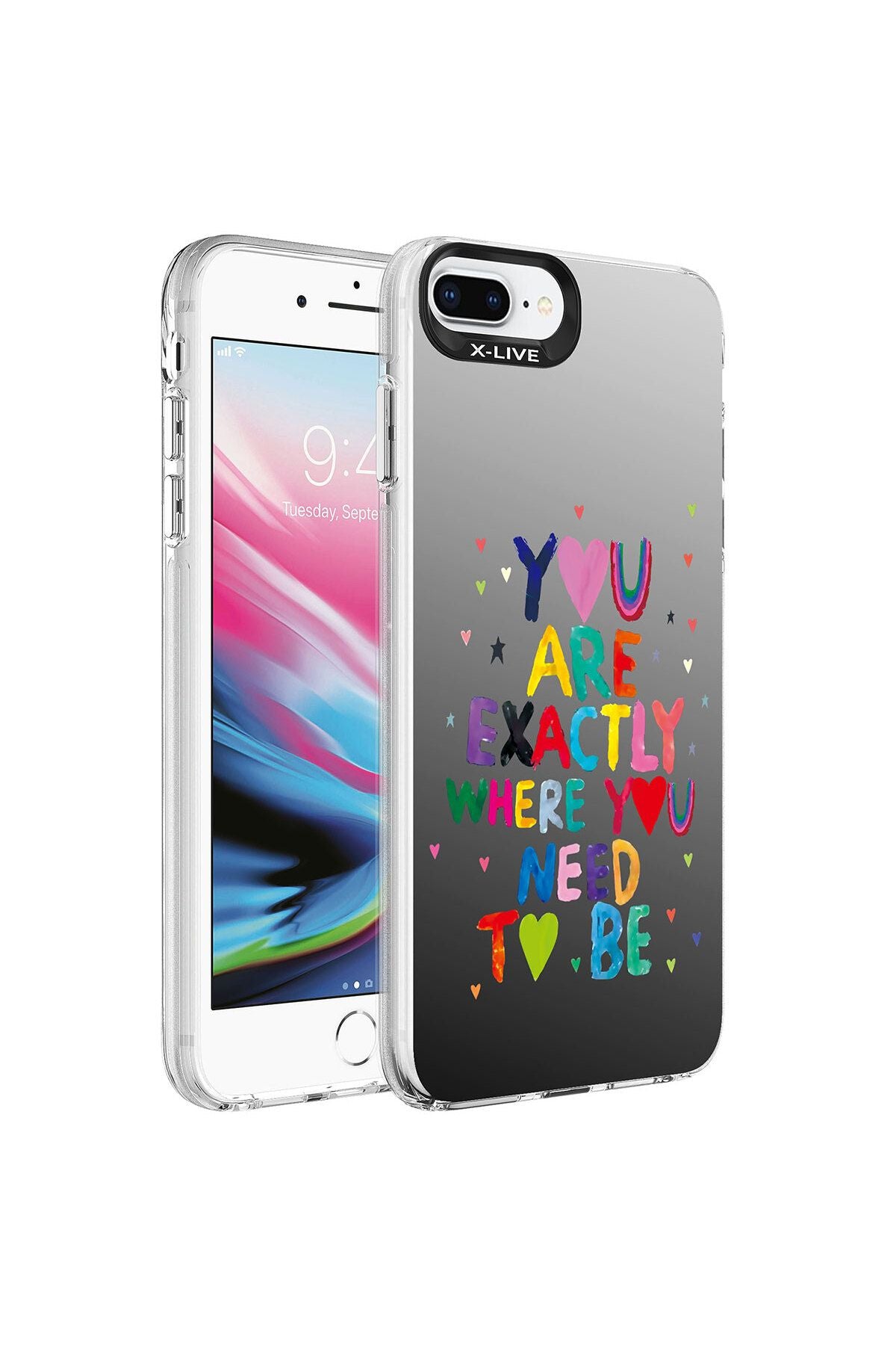 iPhone 8 Plus Kılıf Desenli Zore Silver Sert Kapak - Balon