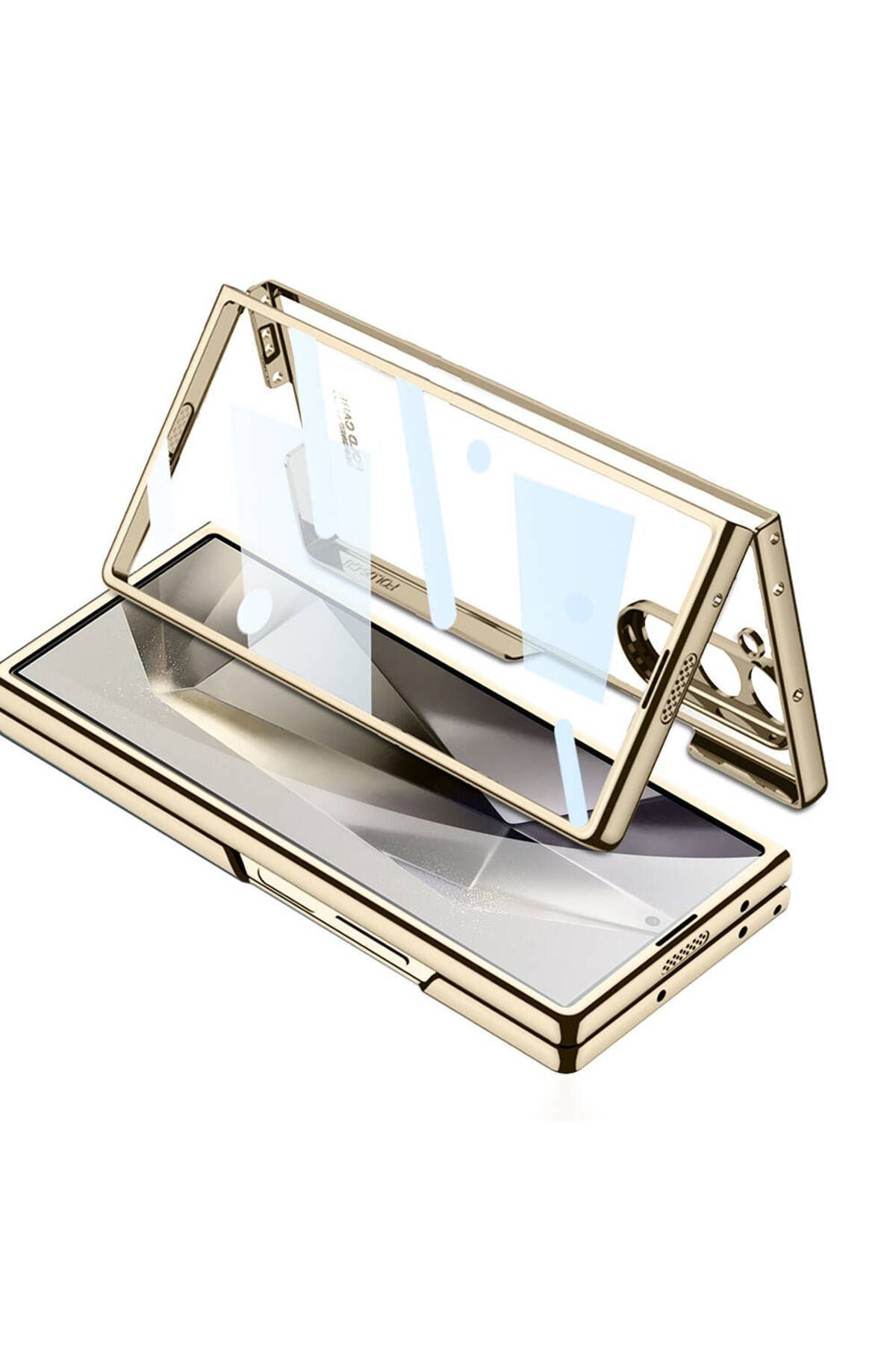 Galaxy Z Fold 6 Kılıf Zore Full Camlı Kıpta Kapak-Mavi