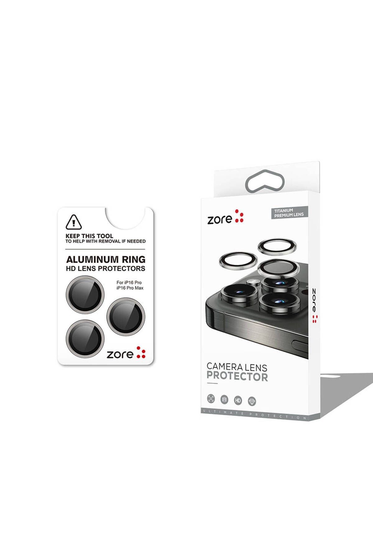 Apple iPhone 16 Pro Max Zore CL-12 Premium Safir Parmak İzi Bırakmayan Anti-Reflective Kamera Lens K