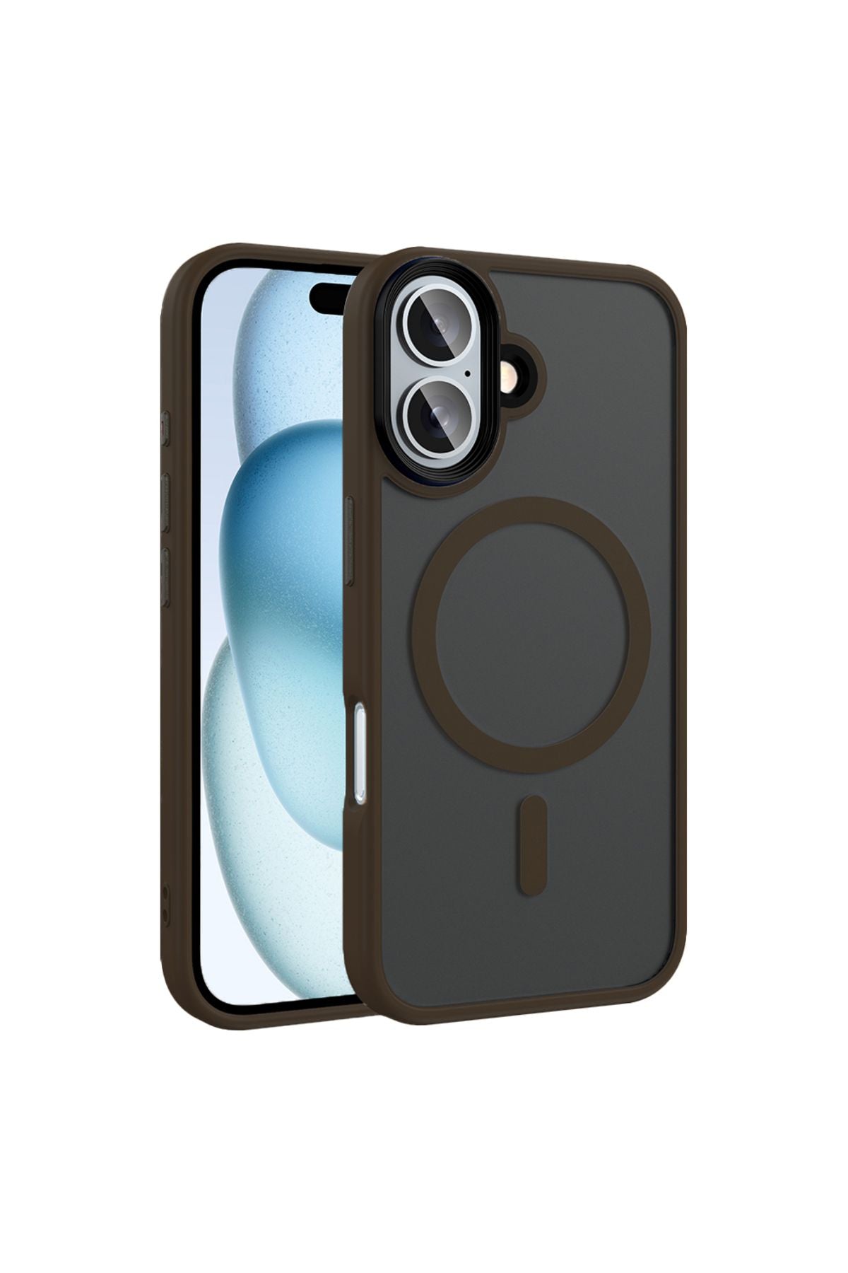 iPhone 16 Kılıf Mat Arka Yüzey Wireless Şarj Özellikli Zore Flet Magsafe Kapak - Desert Titanyum