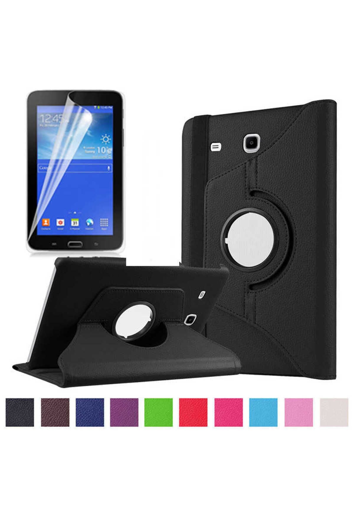 Galaxy Tab 3 Lite 7.0 T110  Uyumlu Zore Dönebilen Standlı Kılıf-Siyah