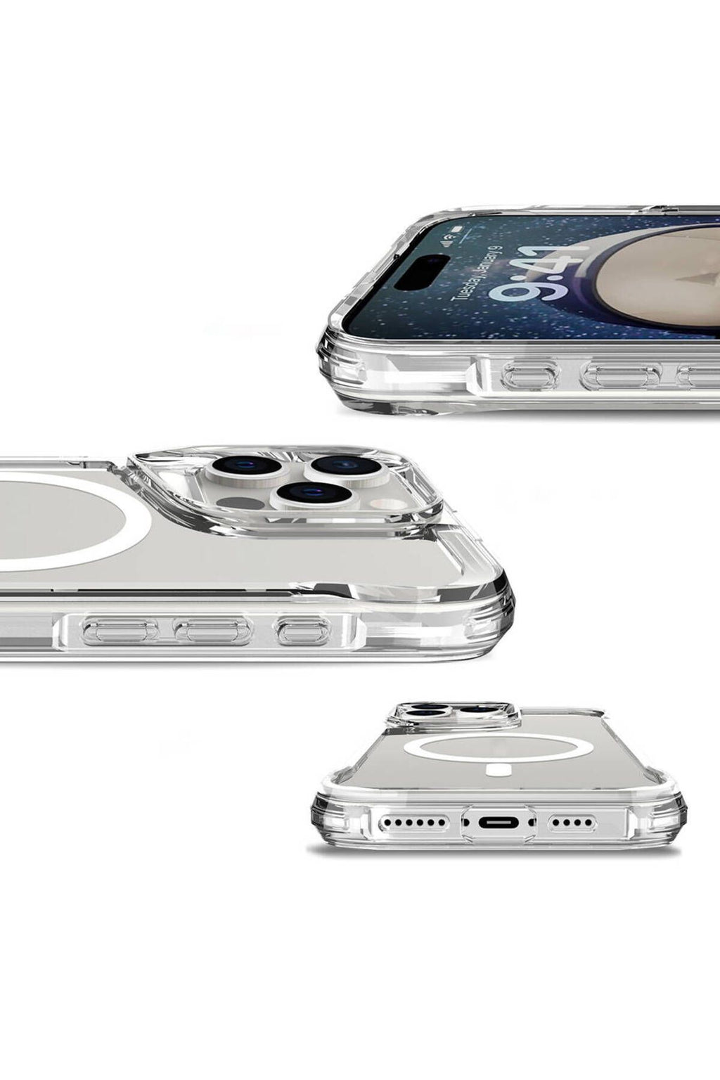 Apple iPhone 16 Pro Max Kılıf Zore Magsafe Şarj Özellikli T-Max Magsafe Kapak-Şeffaf