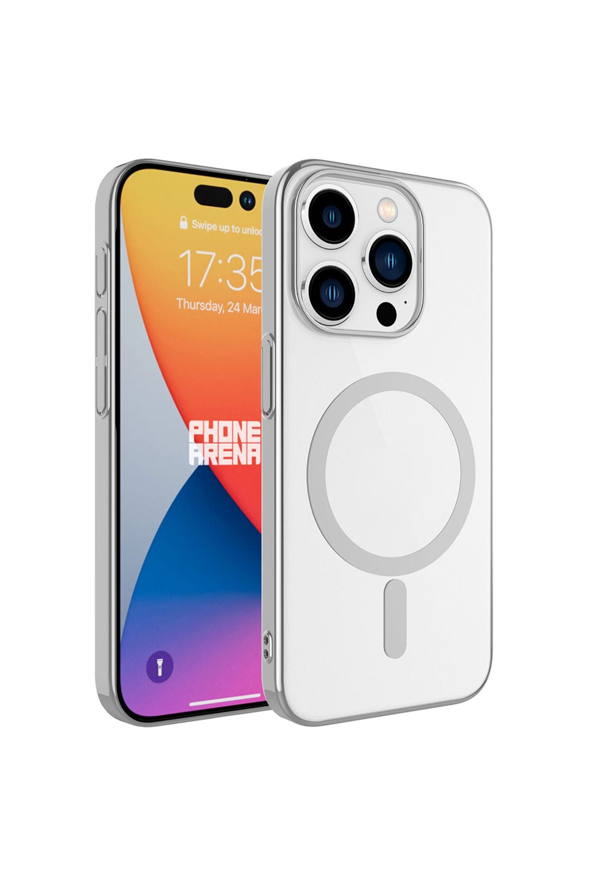 iPhone 15 Pro Uyumlu Zore Wireless Şarj Özellikli Pixel Magsafe Kılıf-Koyu Gri