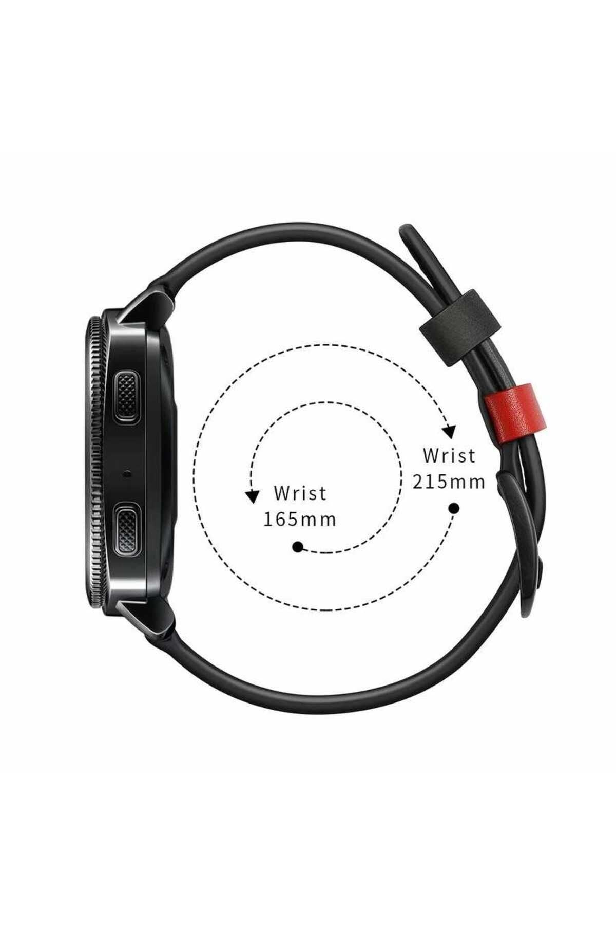Galaxy Watch 46mm (22mm) Uyumlu KRD-19 Deri Zore Kordon-Siyah