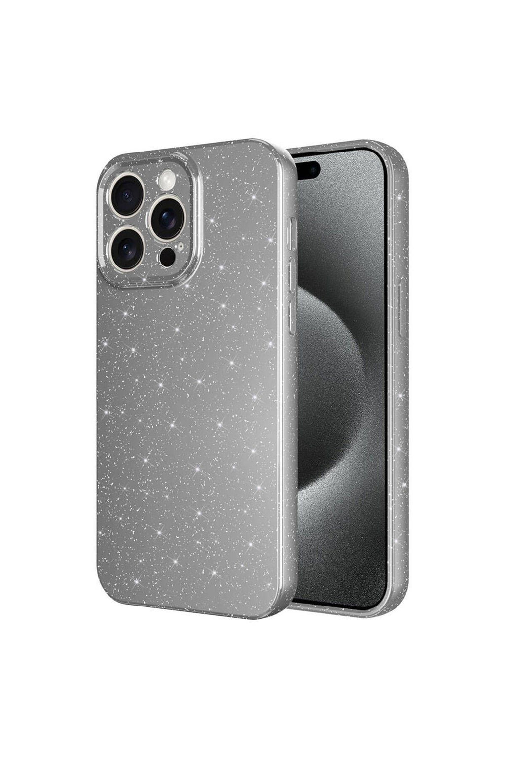 iPhone 15 Pro Max Uyumlu Kamera Korumalı Simli Lüks Zore Koton Kılıf-Siyah