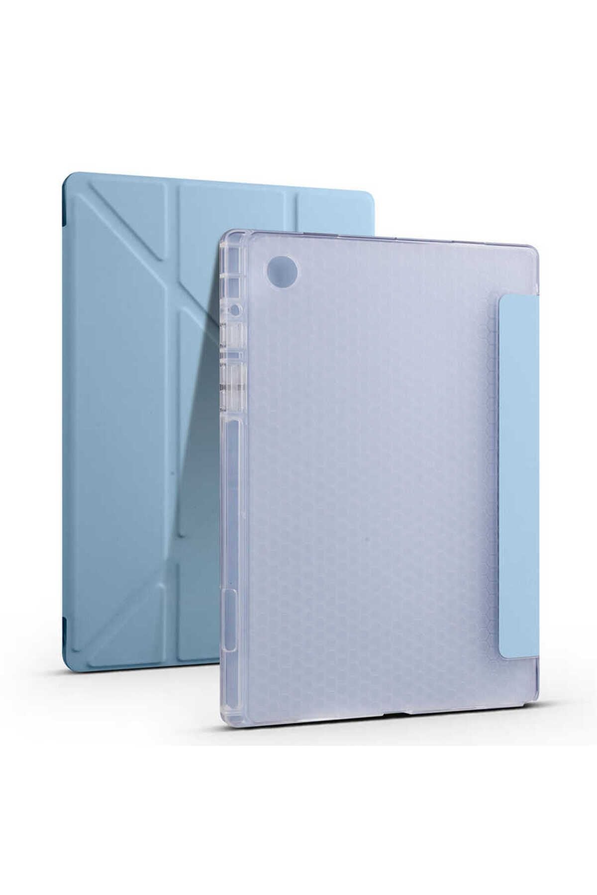 Galaxy Tab A8 10.5 SM-X200 (2021) Kılıf  Uyumlu Zore Tri Folding Kalem Bölmeli Standlı Kılıf-Siyah