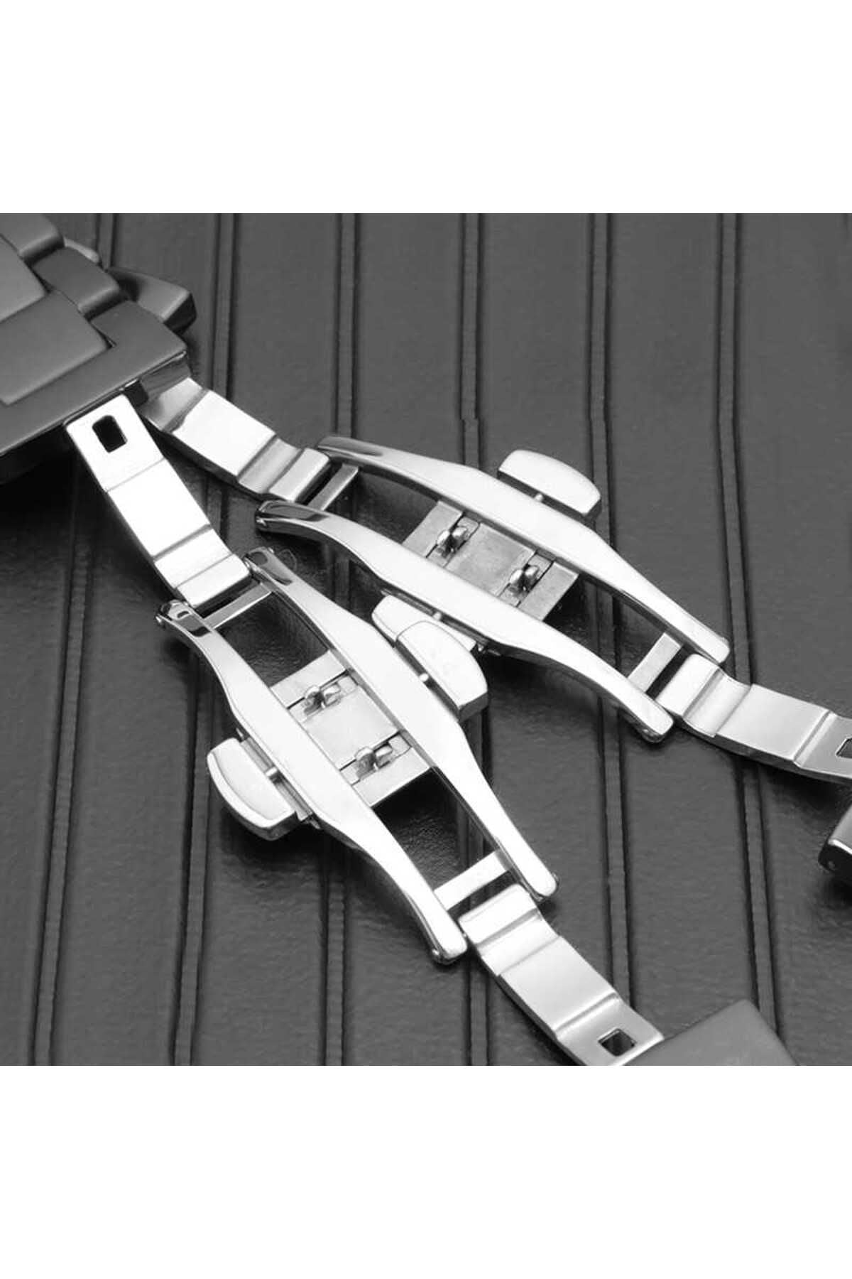 Galaxy Watch 42mm (20mm) Mat Seramik Metal Zore Kordon-Siyah